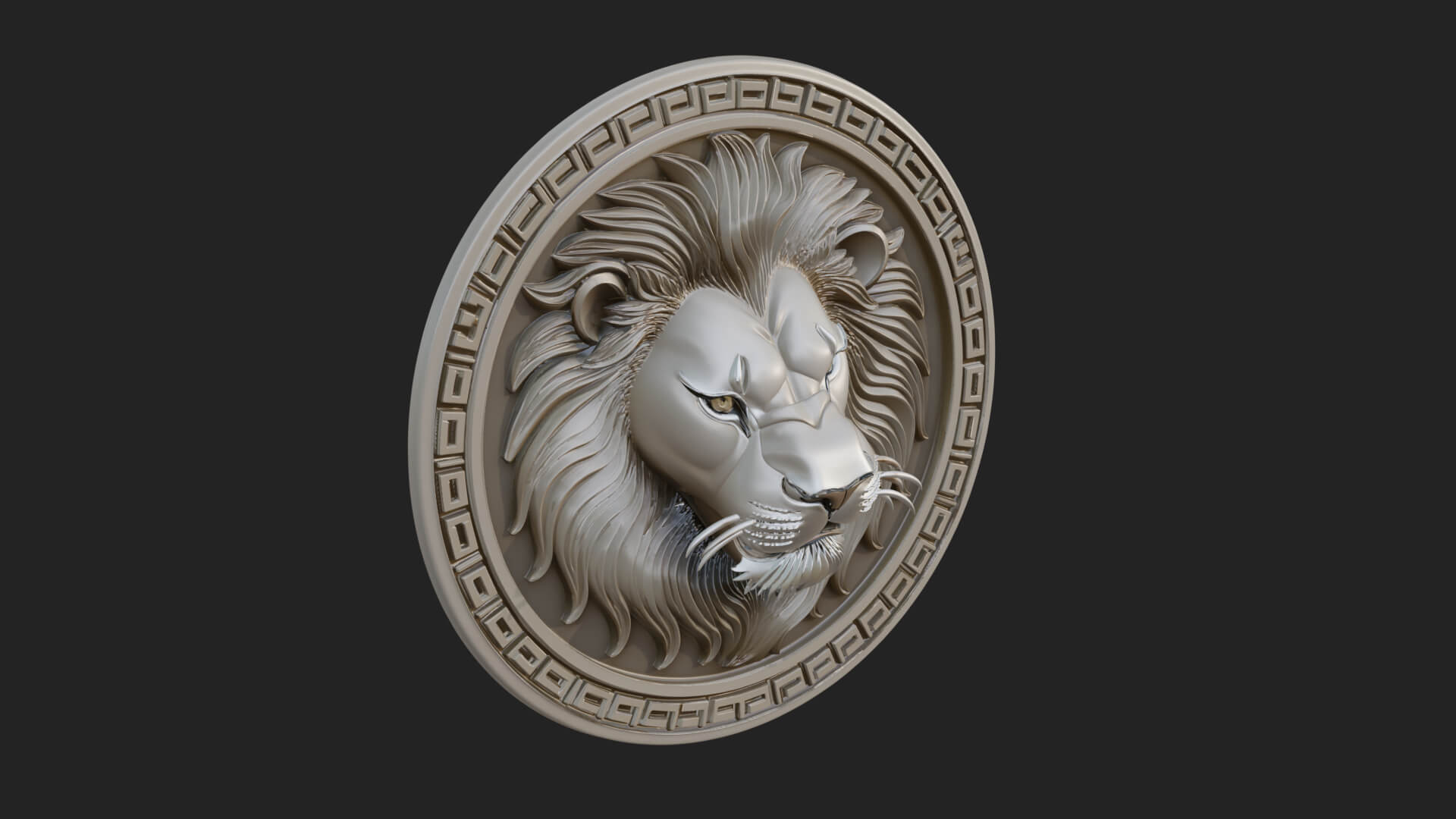 Lion Head Oval Relief Plaque Design 10 3D Print Model 3D Model