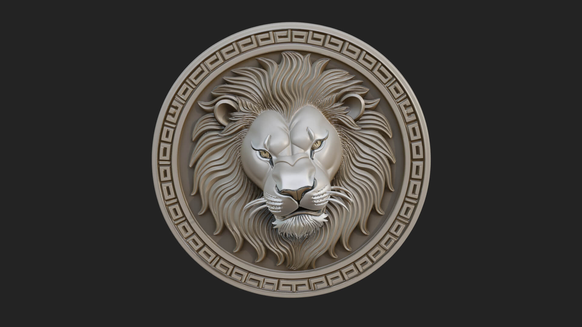 Lion Head Oval Relief Plaque Design 10 3D Print Model 3D Model