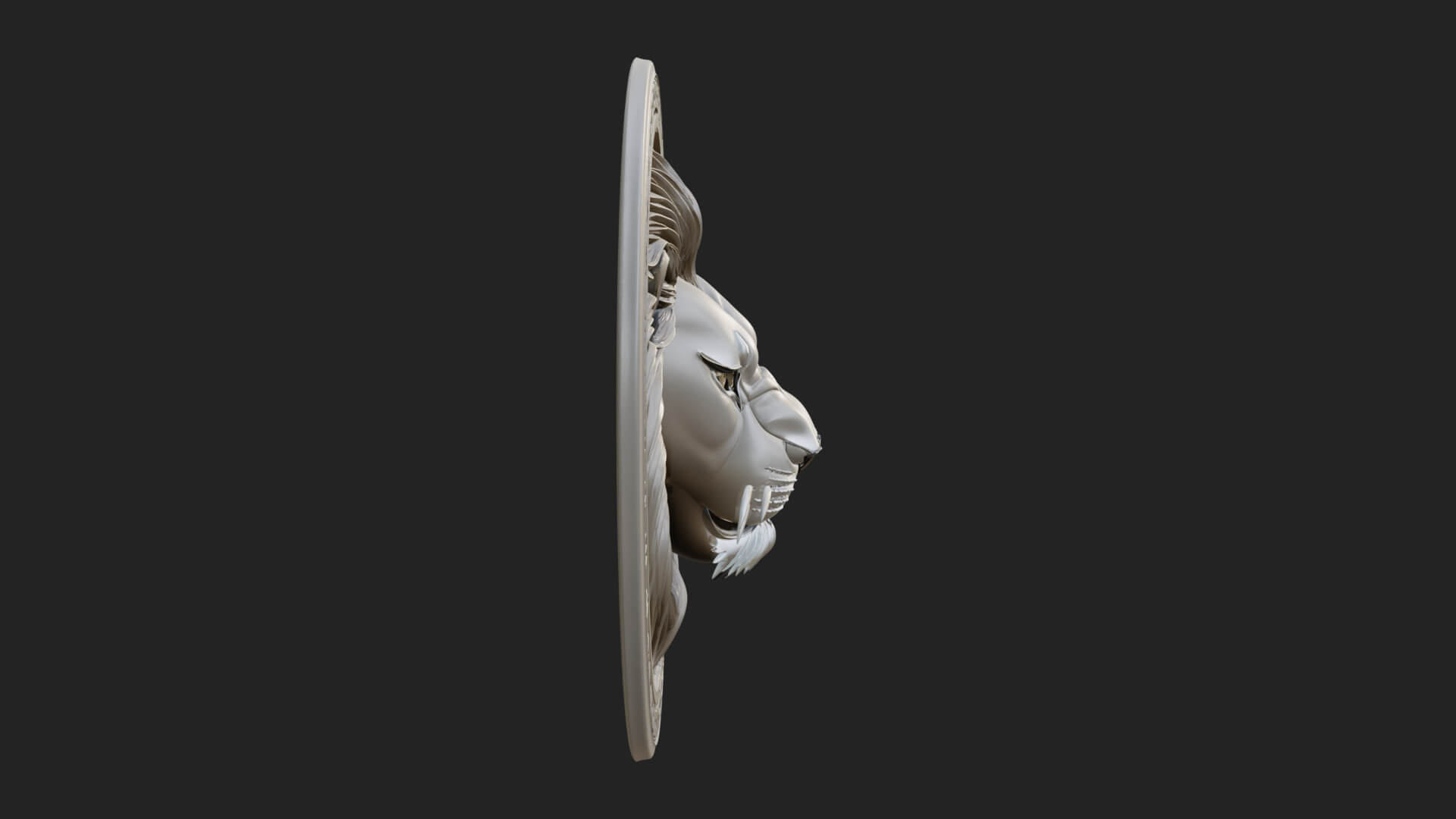 Lion Head Oval Relief Plaque Design 10 3D Print Model 3D Model