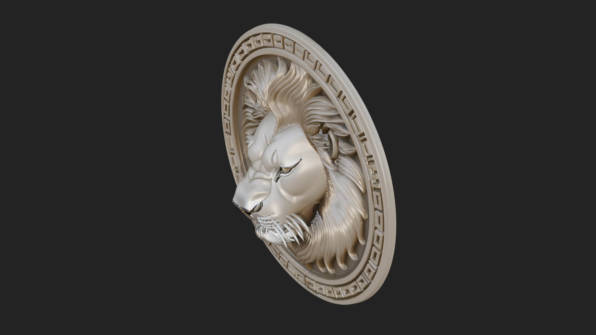 Lion Head Oval Relief Plaque Design 10 3D Print Model 3D Model