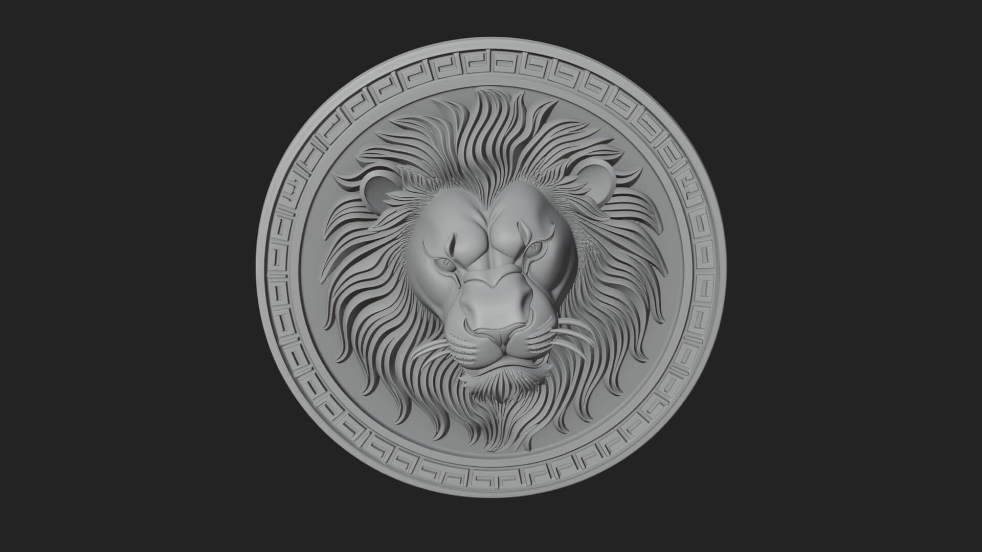 Lion Head Oval Relief Plaque Design 10 3D Print Model 3D Model