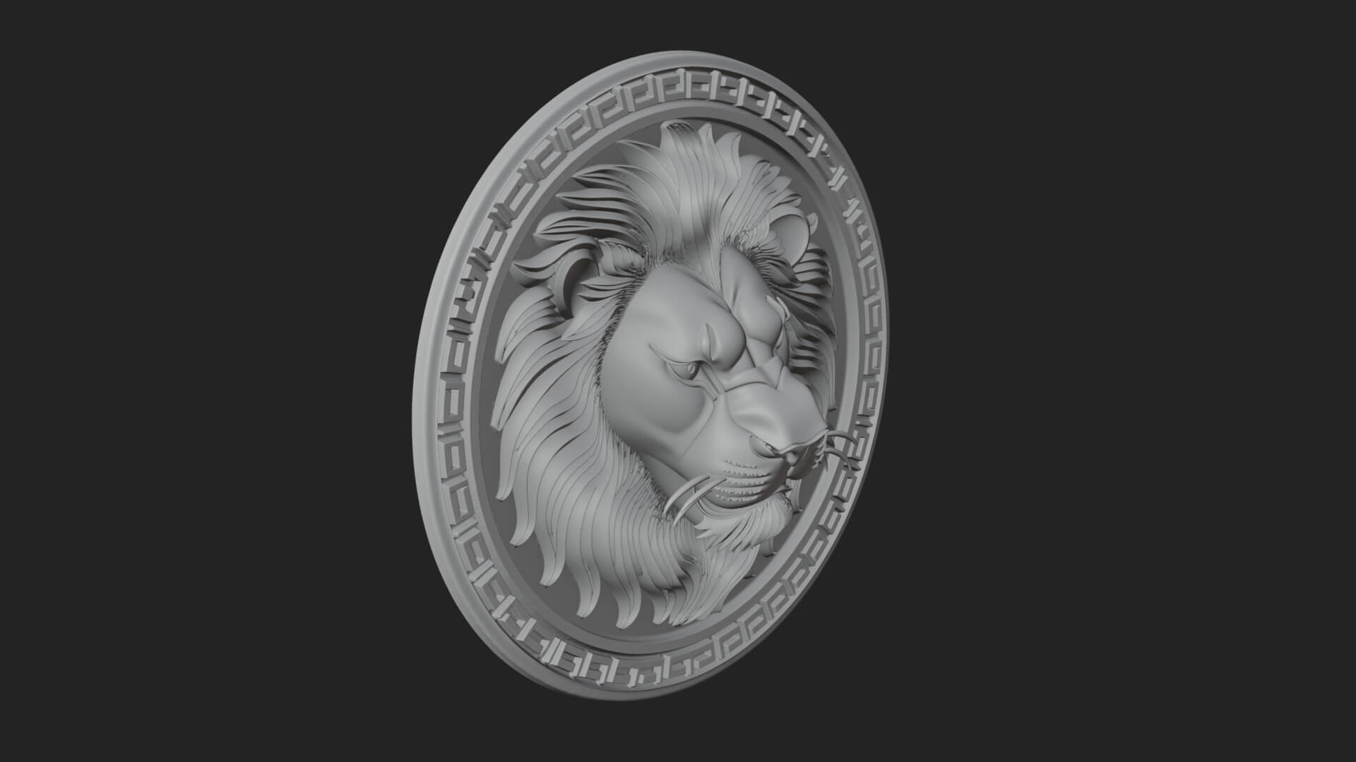 Lion Head Oval Relief Plaque Design 10 3D Print Model 3D Model