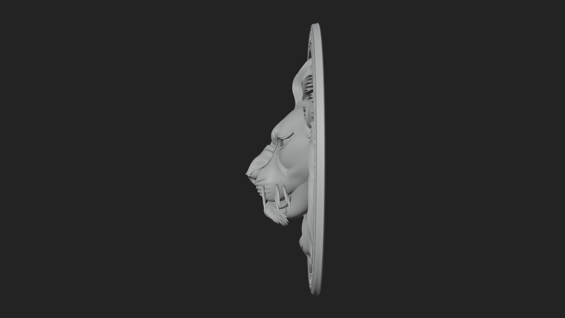 Lion Head Oval Relief Plaque Design 10 3D Print Model 3D Model