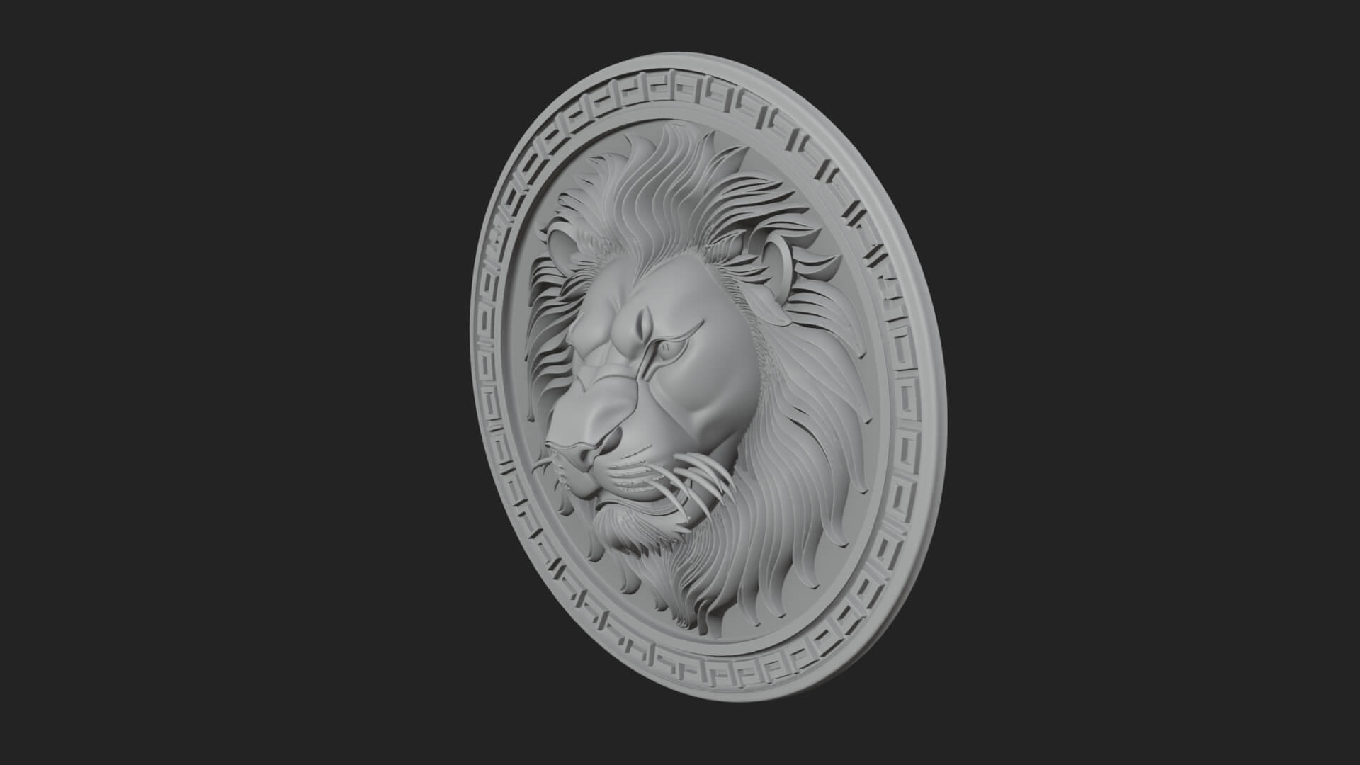 Lion Head Oval Relief Plaque Design 10 3D Print Model 3D Model
