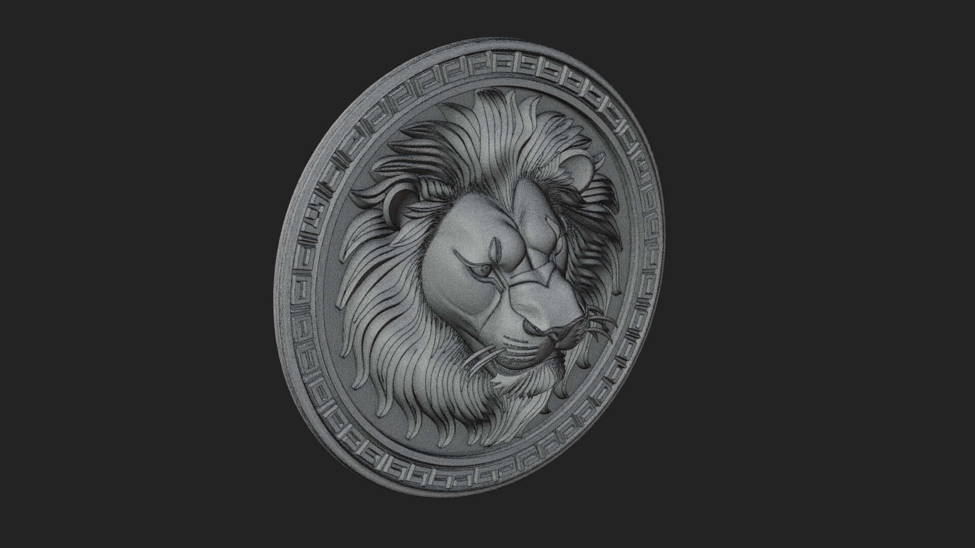 Lion Head Oval Relief Plaque Design 10 3D Print Model 3D Model