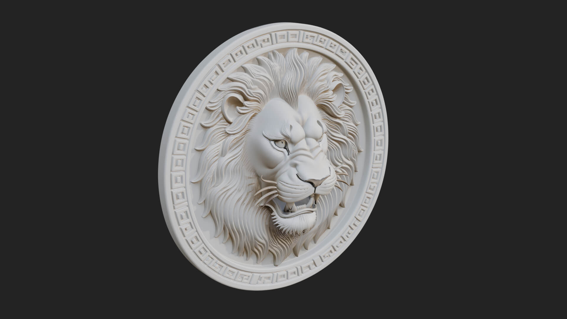 Lion Head Oval Relief Plaque Design 11 3D Print Model 3D Model