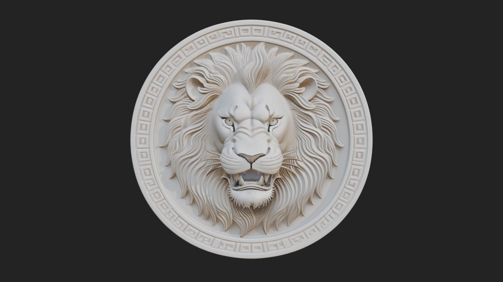 Lion Head Oval Relief Plaque Design 11 3D Print Model 3D Model