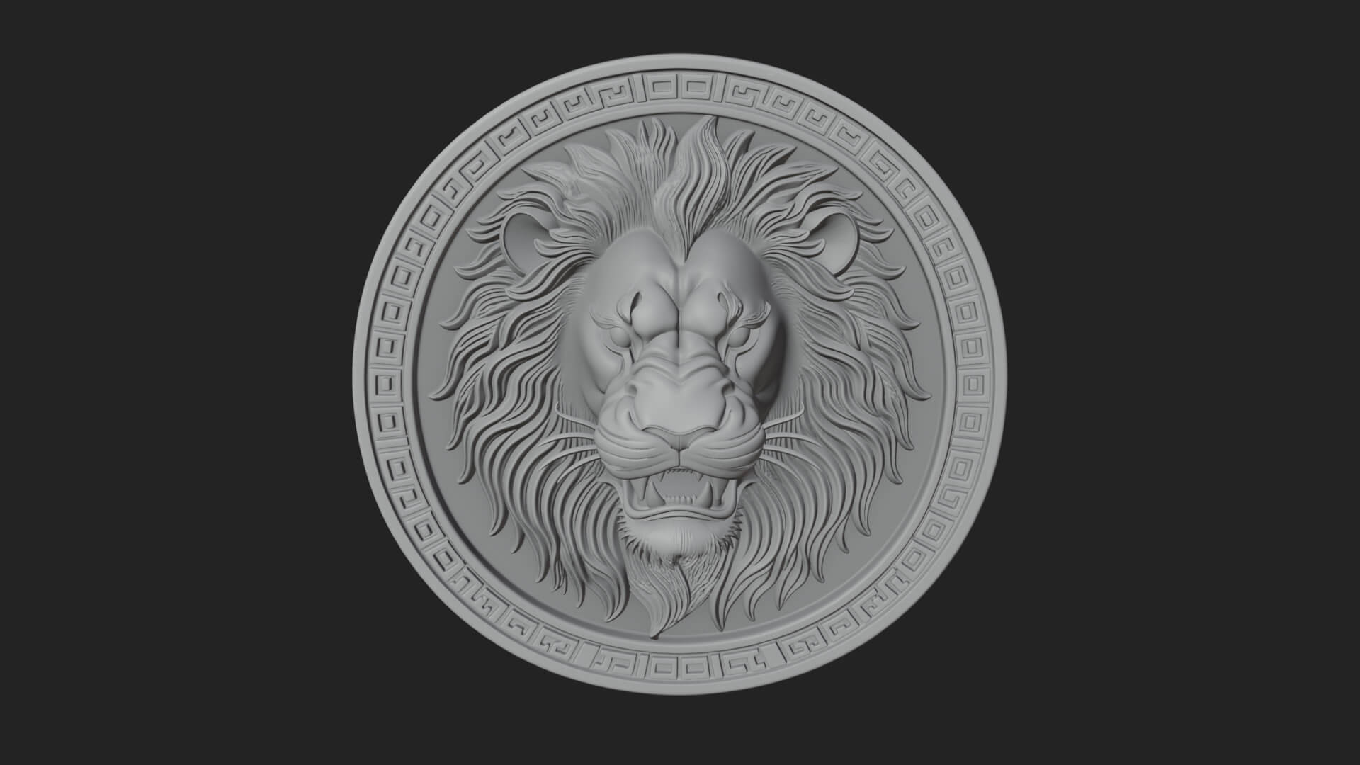 Lion Head Oval Relief Plaque Design 11 3D Print Model 3D Model