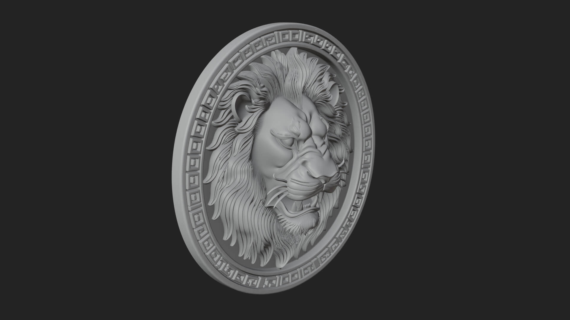 Lion Head Oval Relief Plaque Design 11 3D Print Model 3D Model