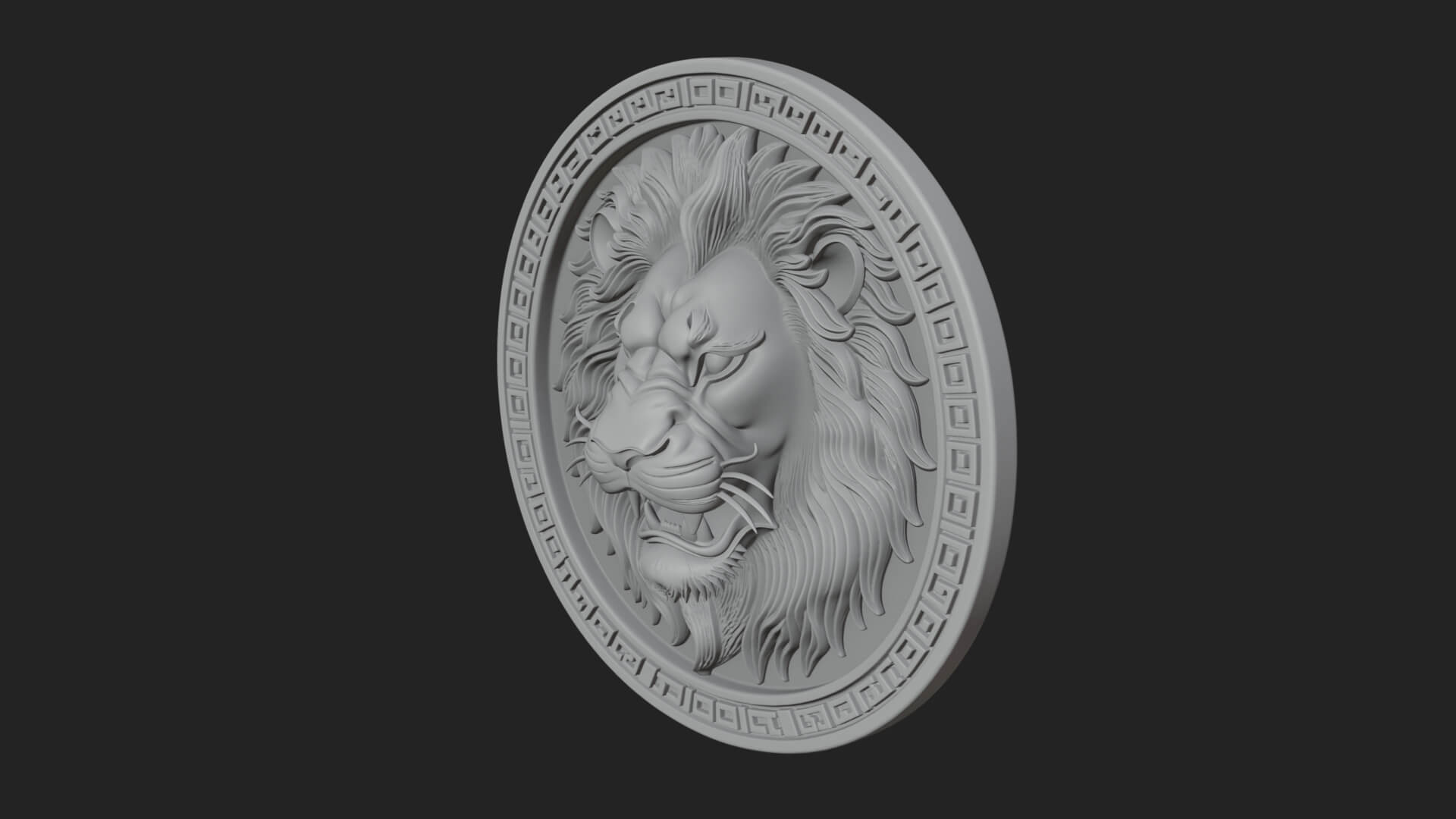 Lion Head Oval Relief Plaque Design 11 3D Print Model 3D Model
