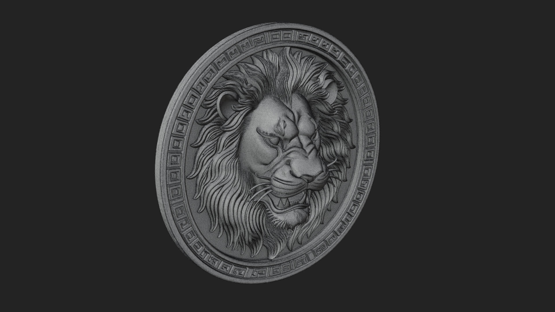 Lion Head Oval Relief Plaque Design 11 3D Print Model 3D Model