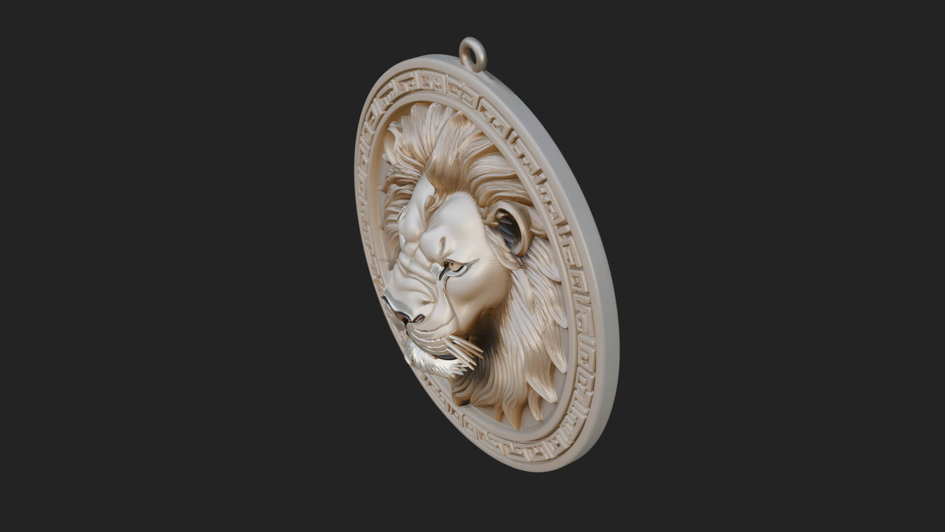 Lion Head Oval Relief Plaque Design 12 3D Print Model 3D Model