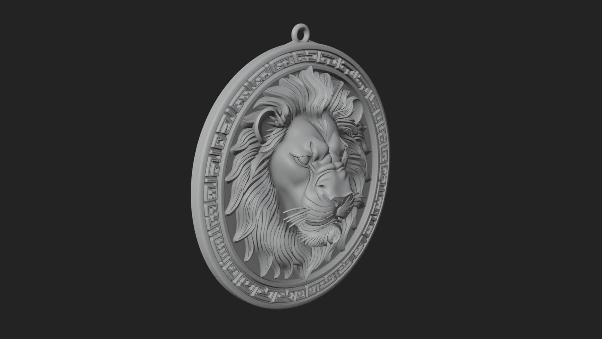 Lion Head Oval Relief Plaque Design 12 3D Print Model 3D Model