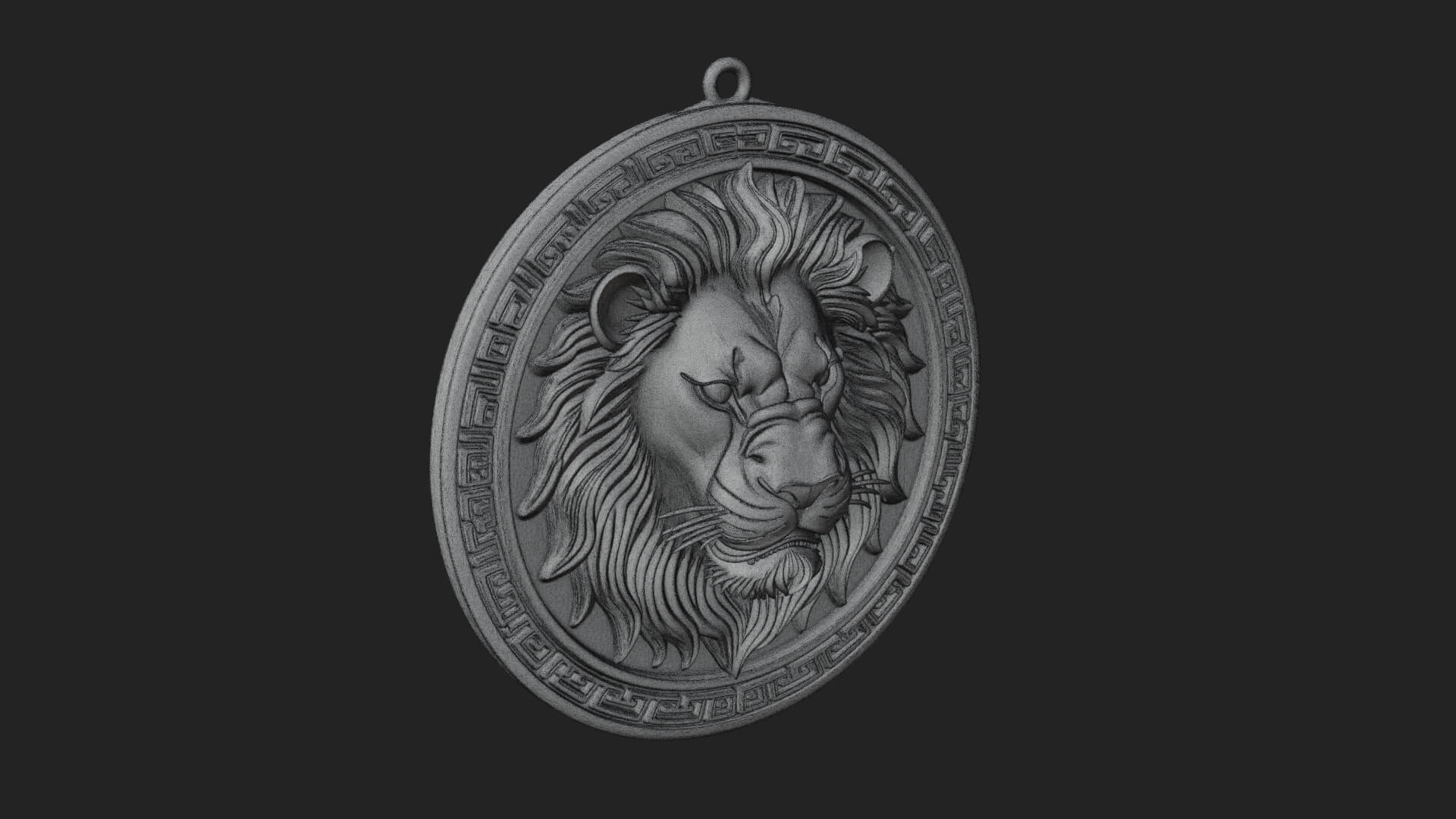Lion Head Oval Relief Plaque Design 12 3D Print Model 3D Model