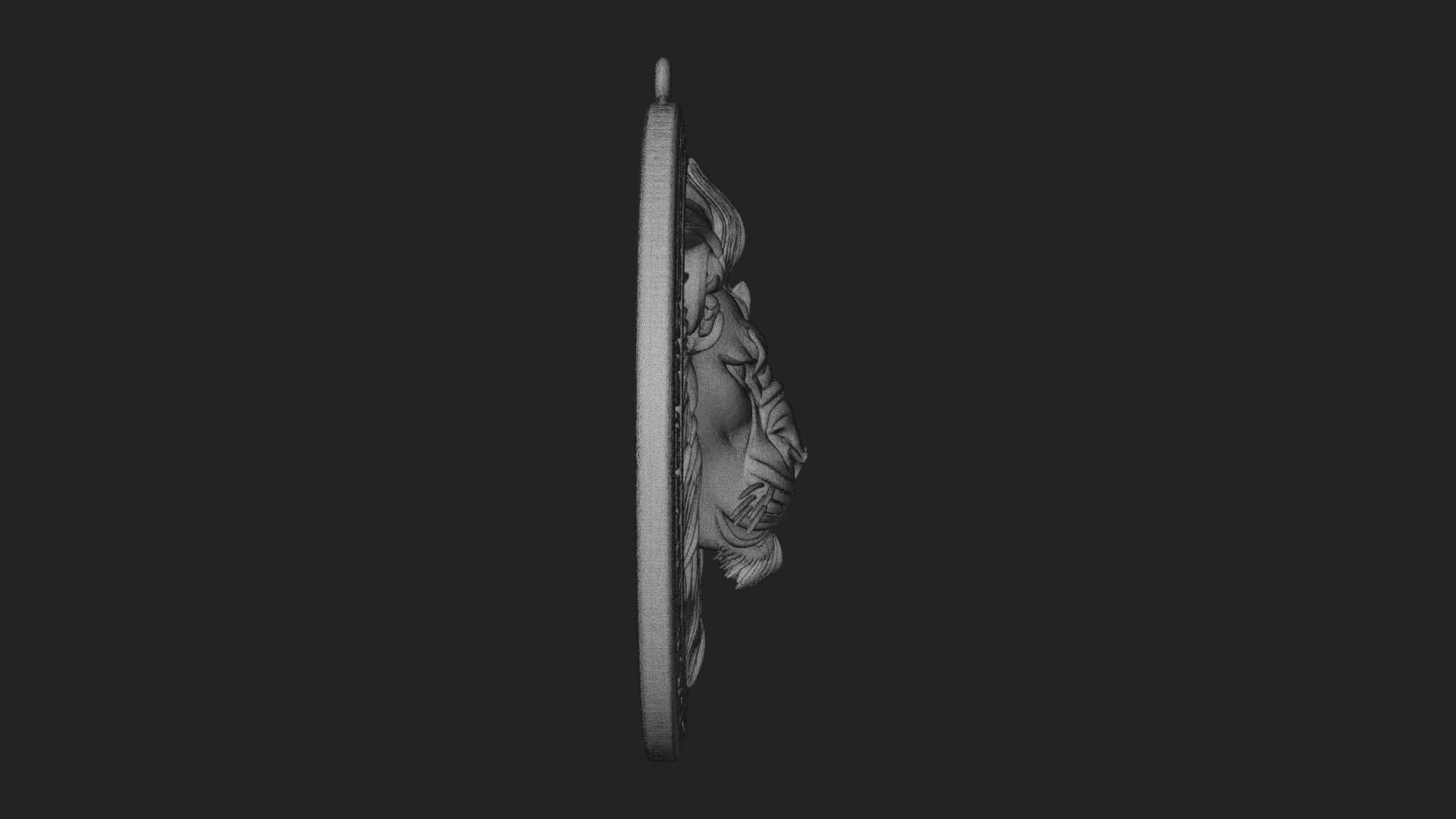 Lion Head Oval Relief Plaque Design 12 3D Print Model 3D Model