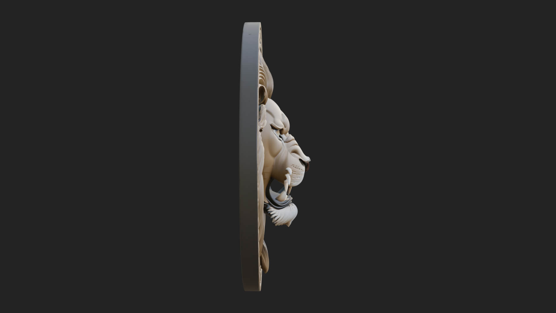 Lion Head Oval Relief Plaque Design 2 3D Print Model 3D Model