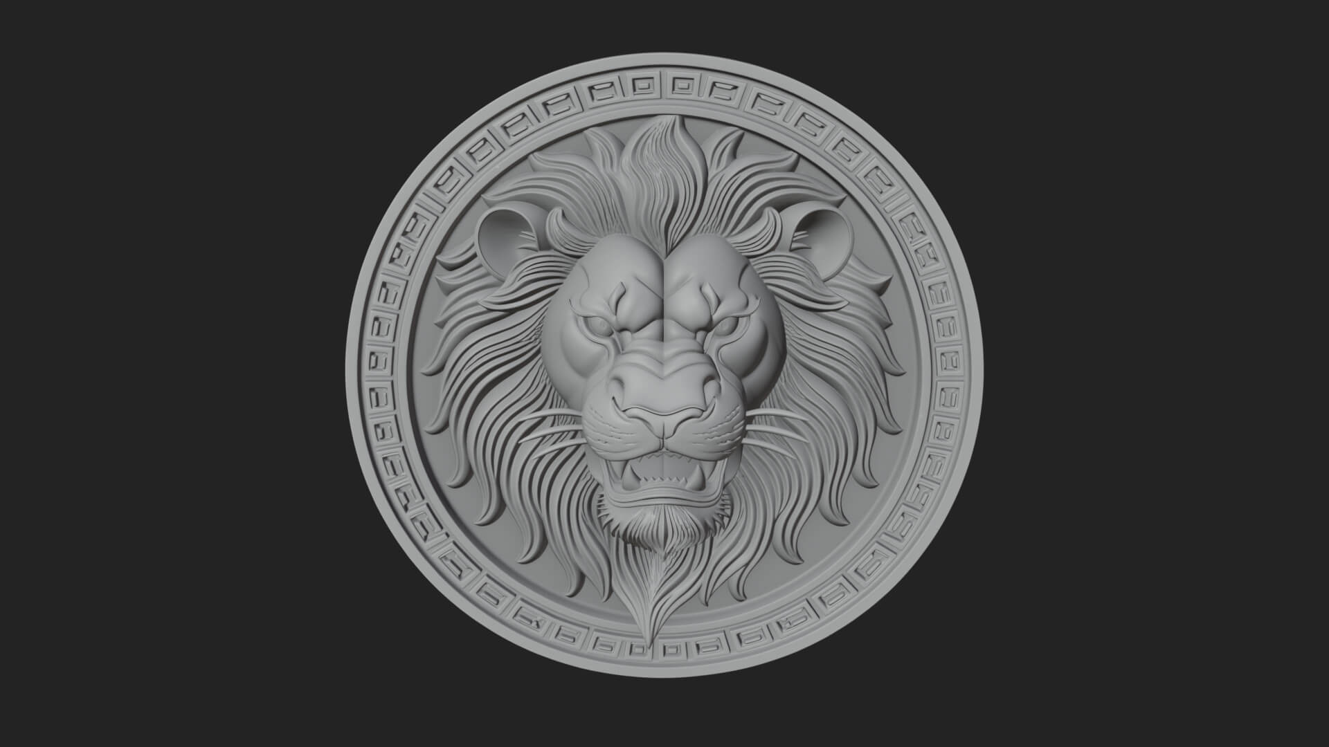 Lion Head Oval Relief Plaque Design 2 3D Print Model 3D Model