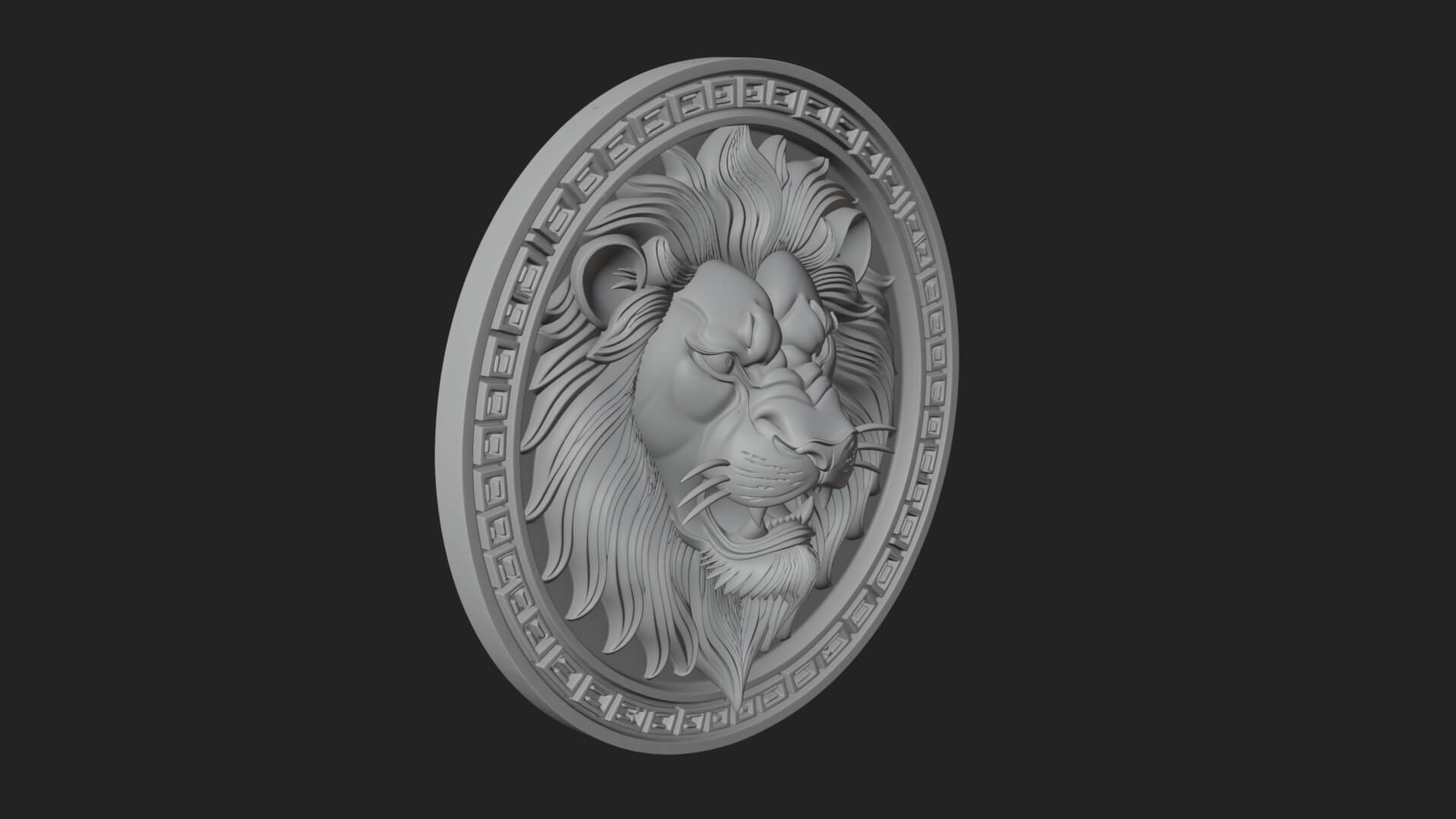 Lion Head Oval Relief Plaque Design 2 3D Print Model 3D Model