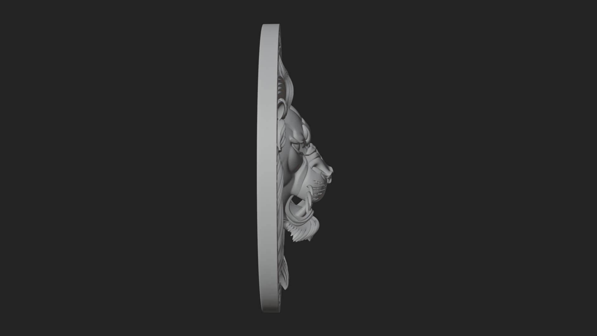 Lion Head Oval Relief Plaque Design 2 3D Print Model 3D Model