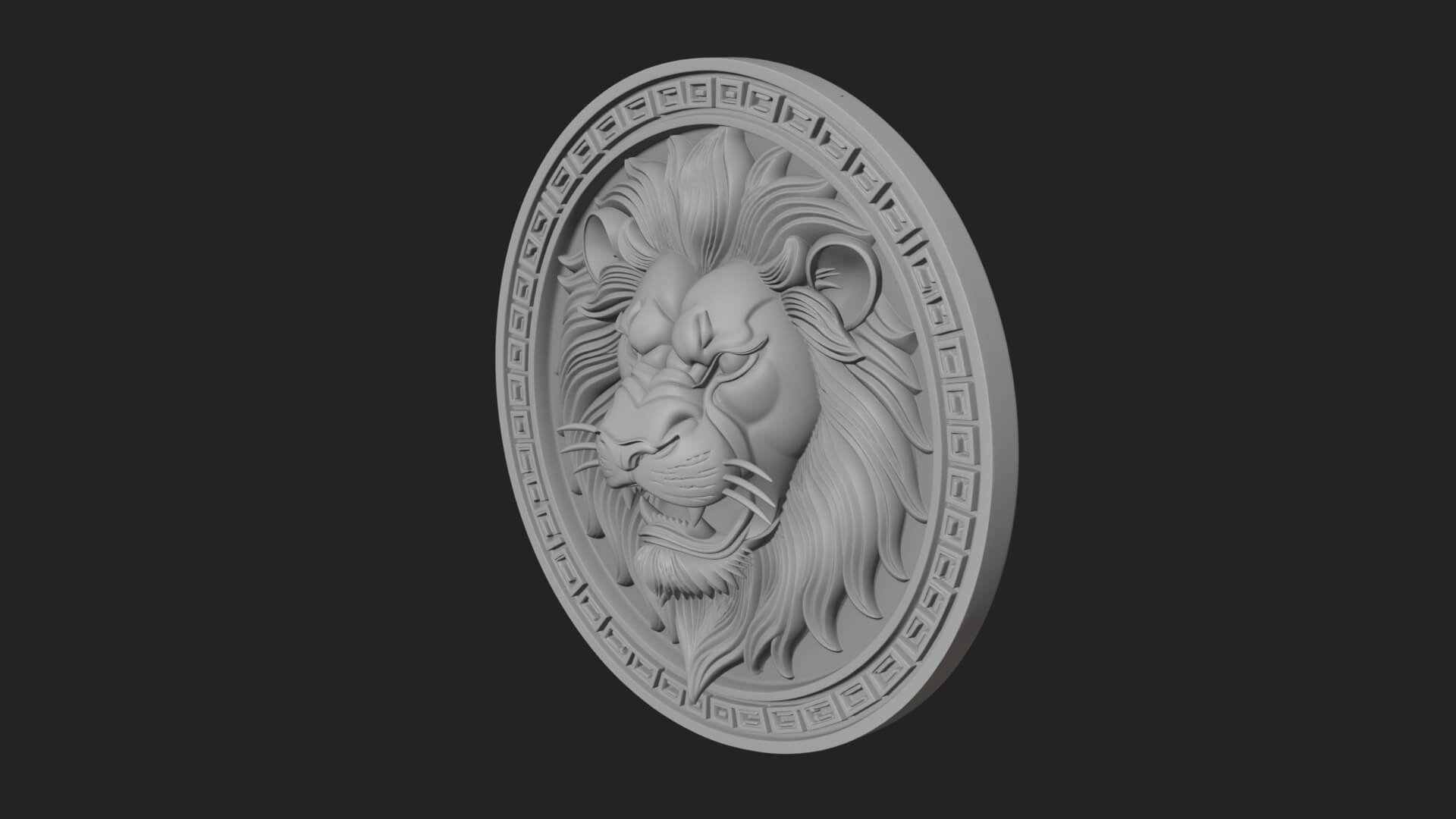 Lion Head Oval Relief Plaque Design 2 3D Print Model 3D Model