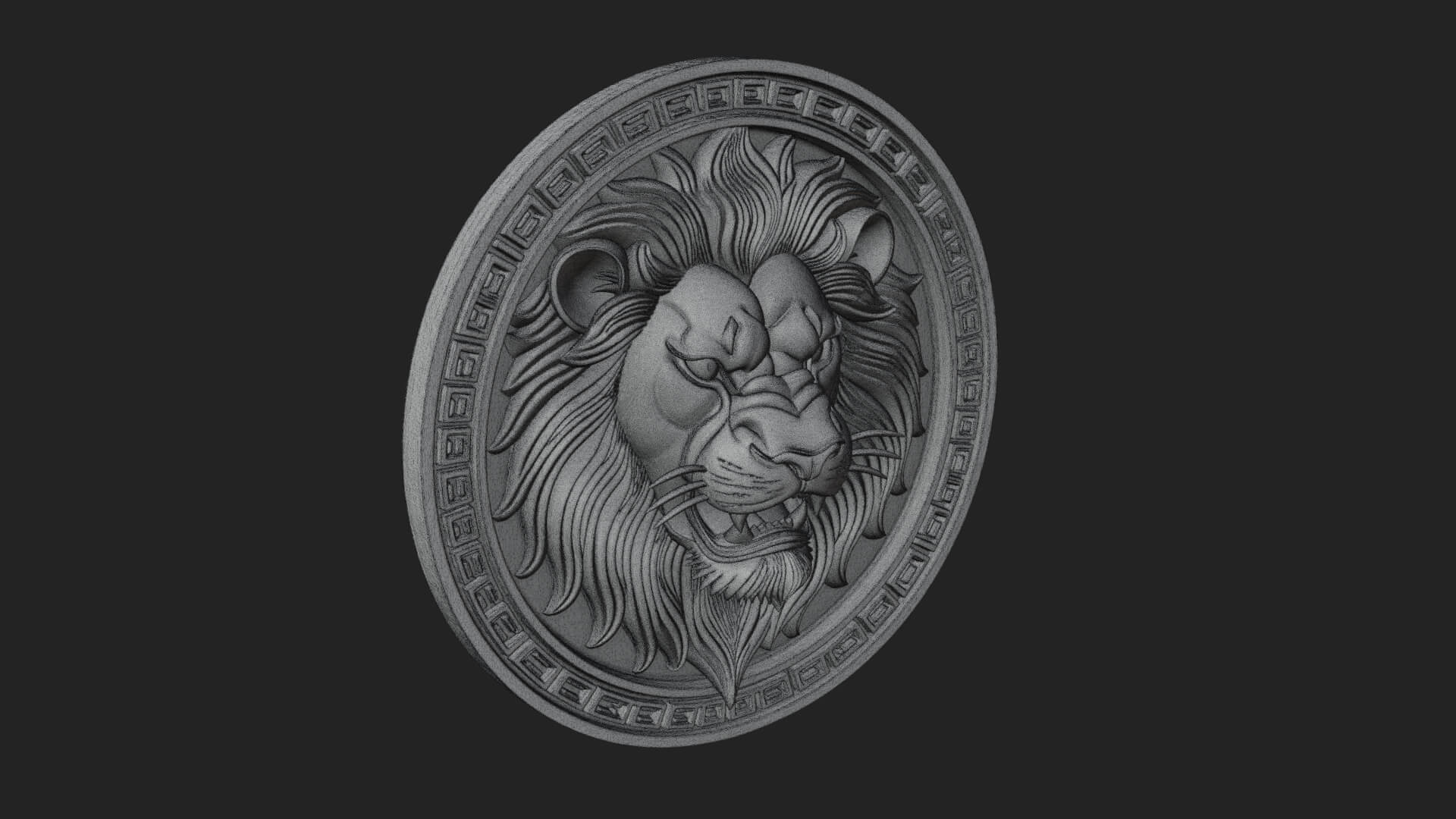 Lion Head Oval Relief Plaque Design 2 3D Print Model 3D Model