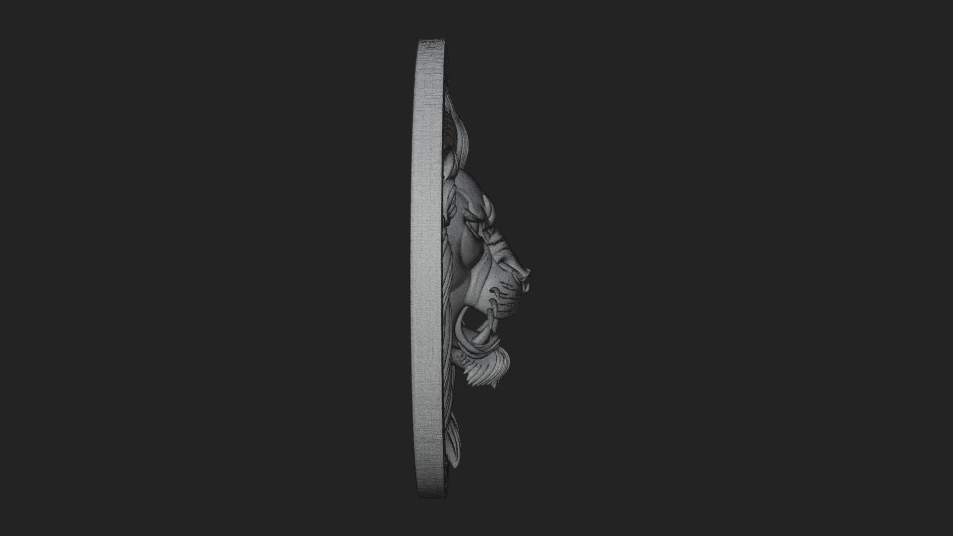 Lion Head Oval Relief Plaque Design 2 3D Print Model 3D Model