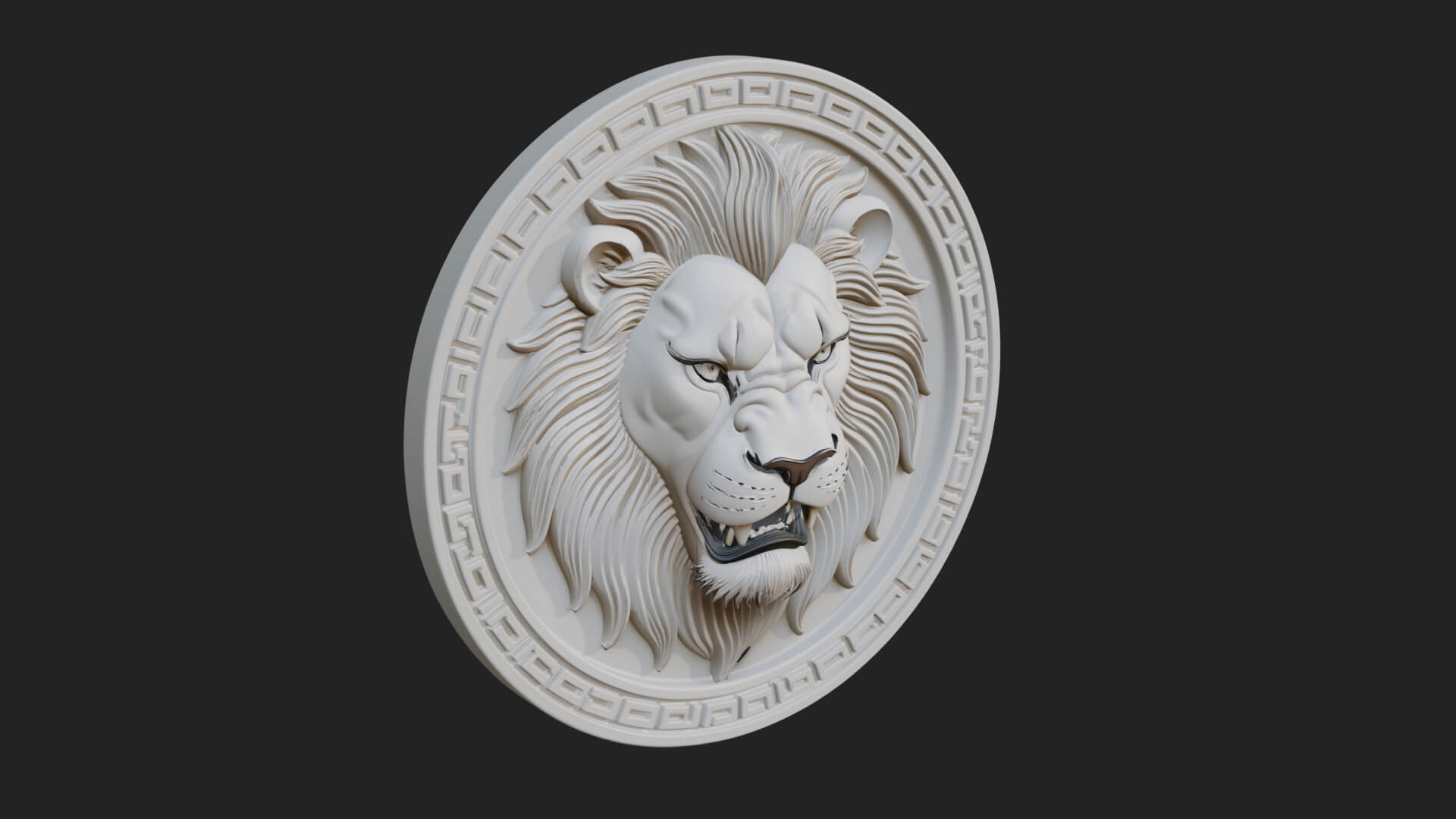 Lion Head Oval Relief Plaque Design 3 3D Print Model 3D Model