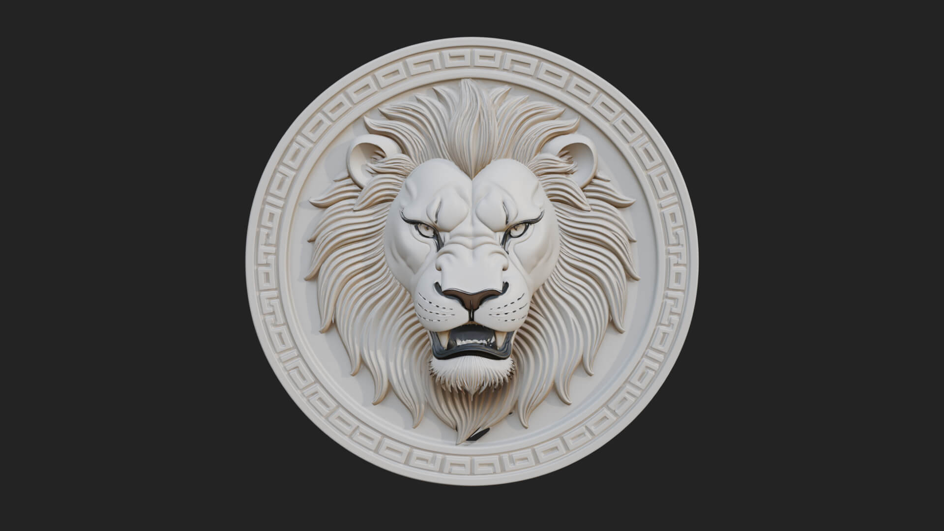 Lion Head Oval Relief Plaque Design 3 3D Print Model 3D Model