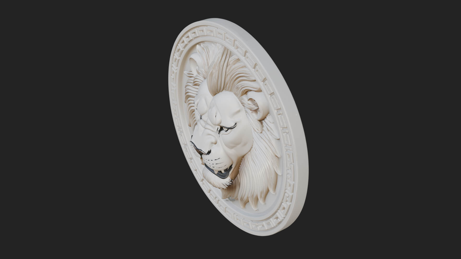 Lion Head Oval Relief Plaque Design 3 3D Print Model 3D Model