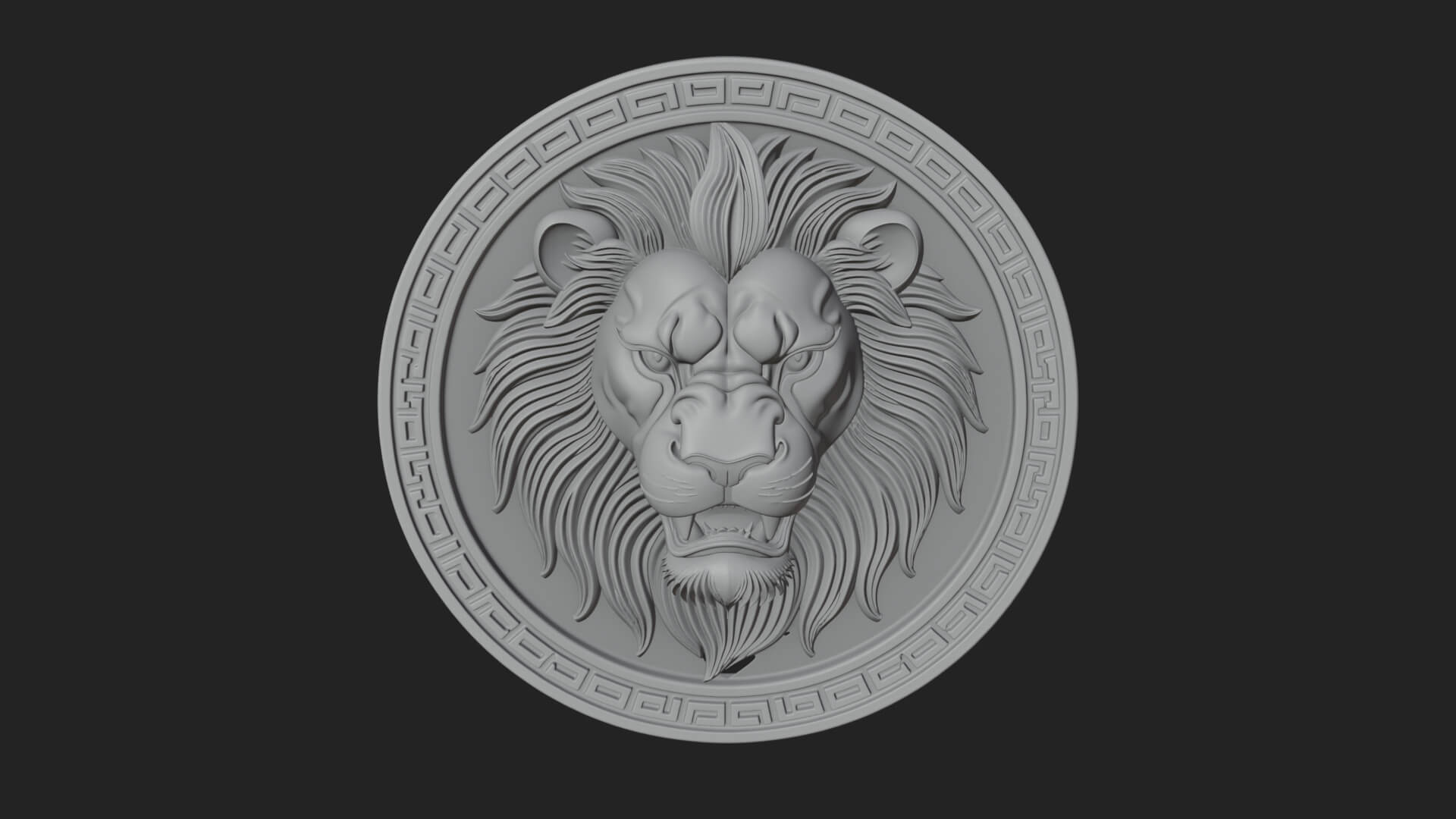 Lion Head Oval Relief Plaque Design 3 3D Print Model 3D Model