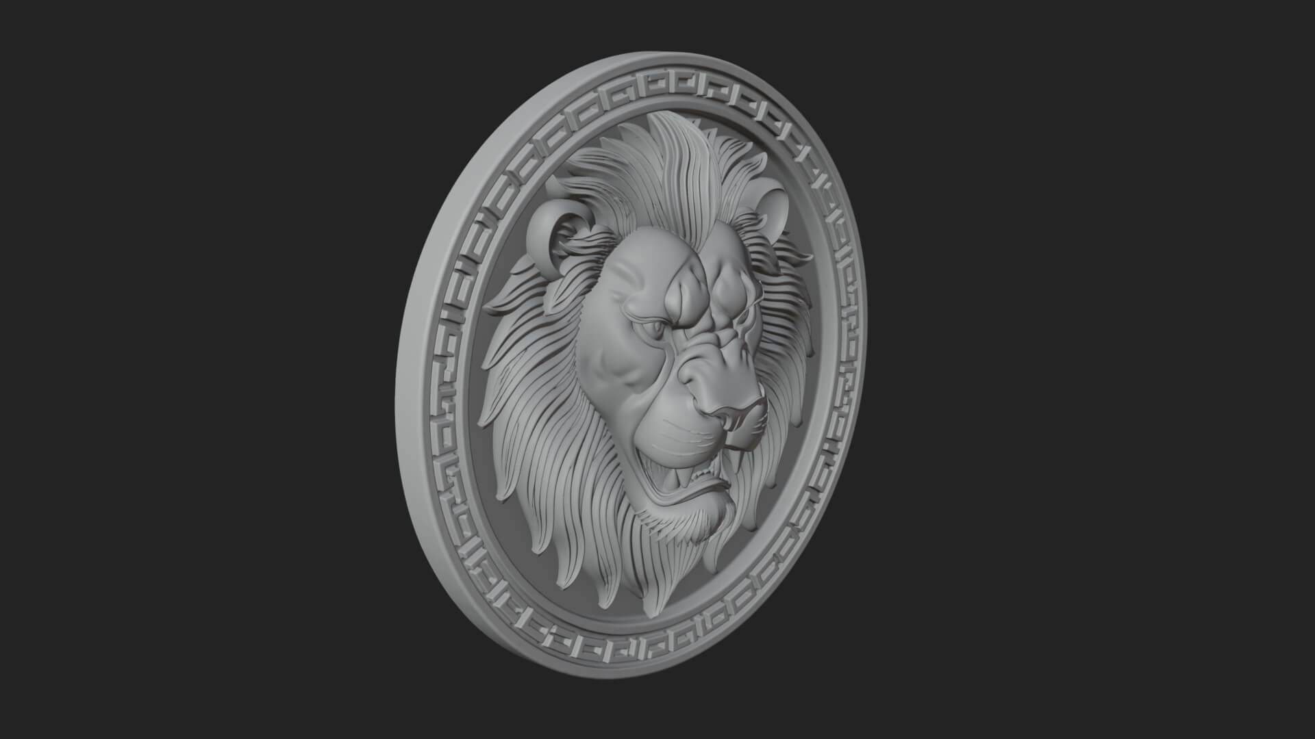 Lion Head Oval Relief Plaque Design 3 3D Print Model 3D Model