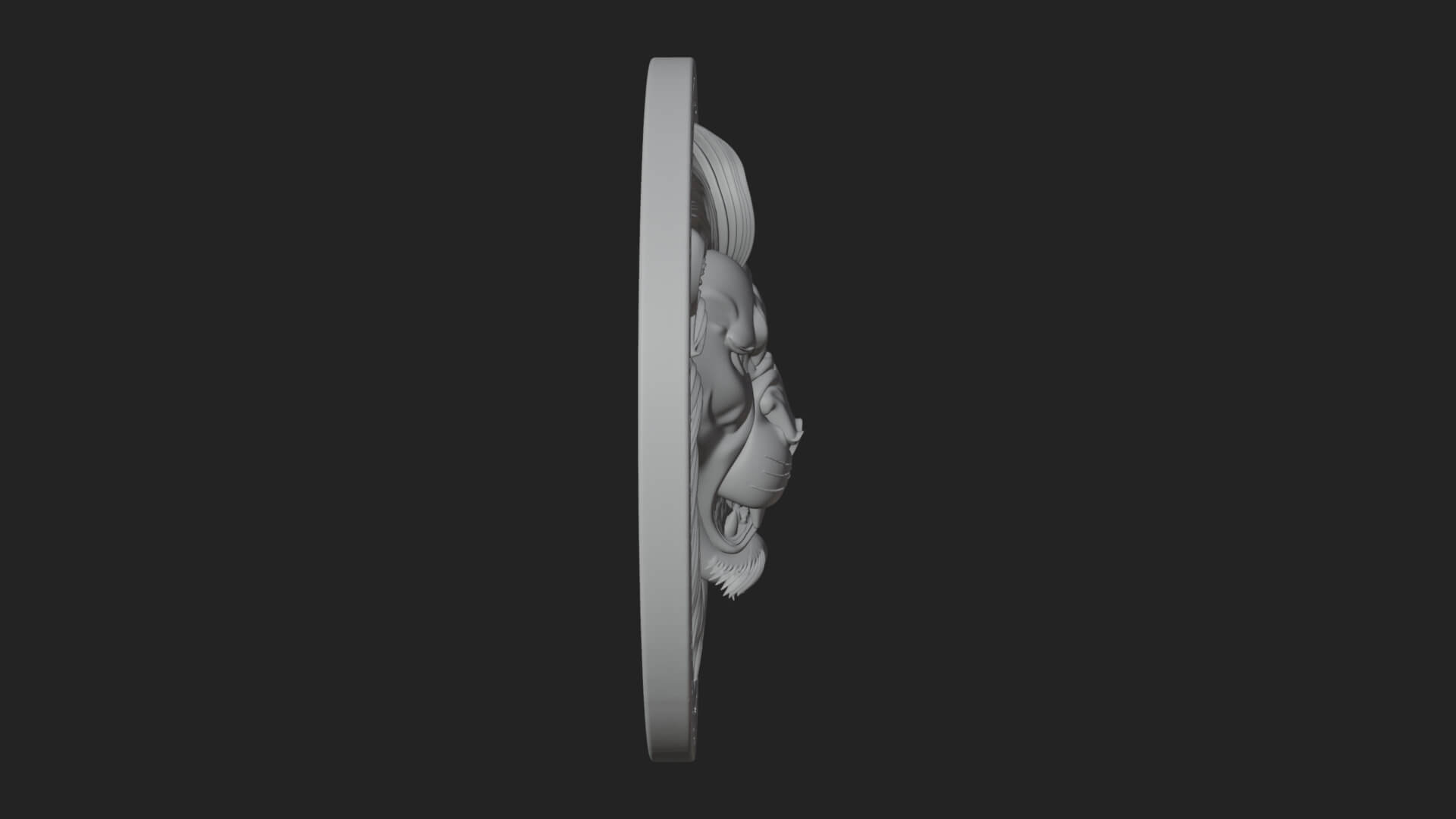 Lion Head Oval Relief Plaque Design 3 3D Print Model 3D Model