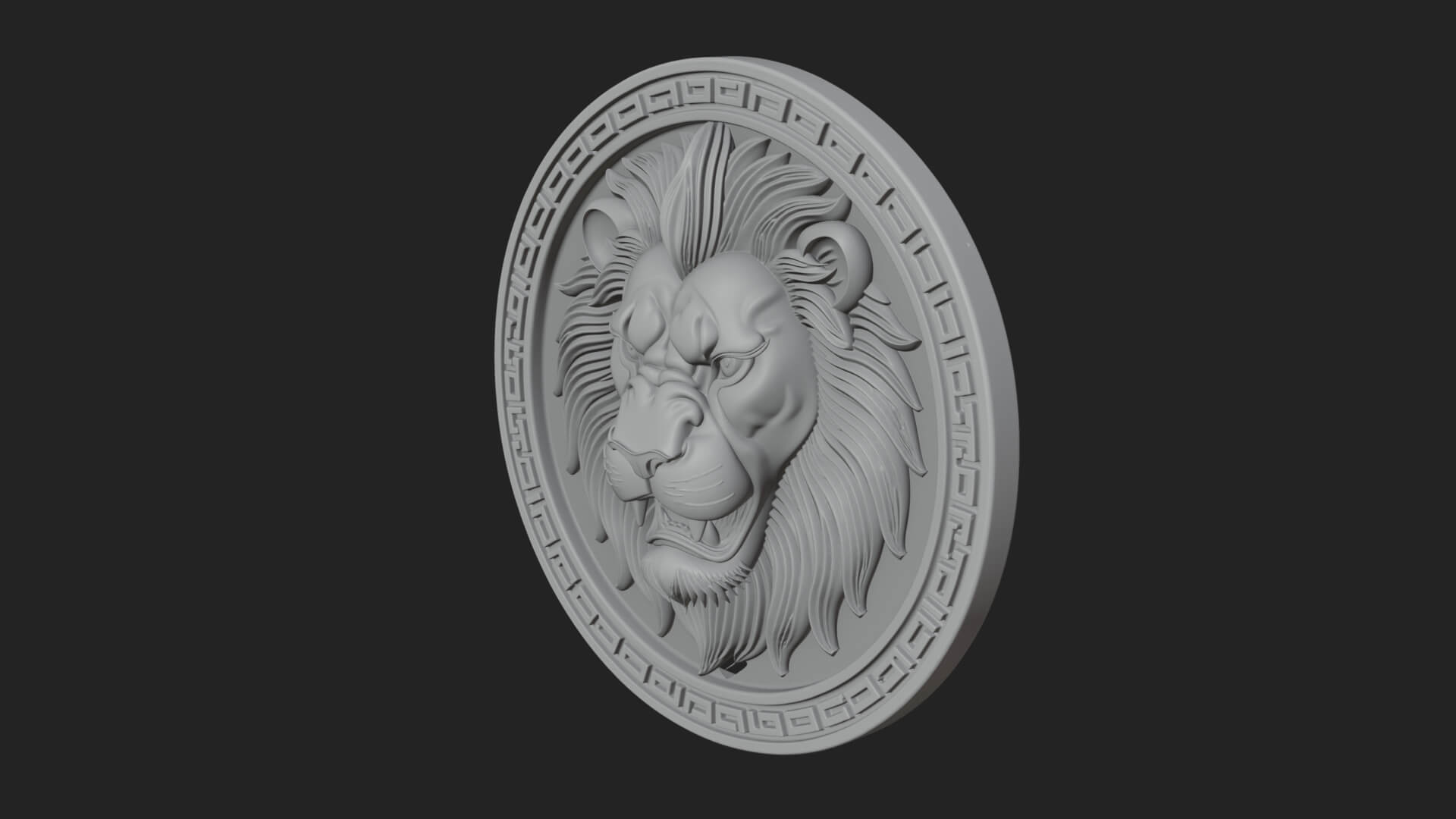 Lion Head Oval Relief Plaque Design 3 3D Print Model 3D Model