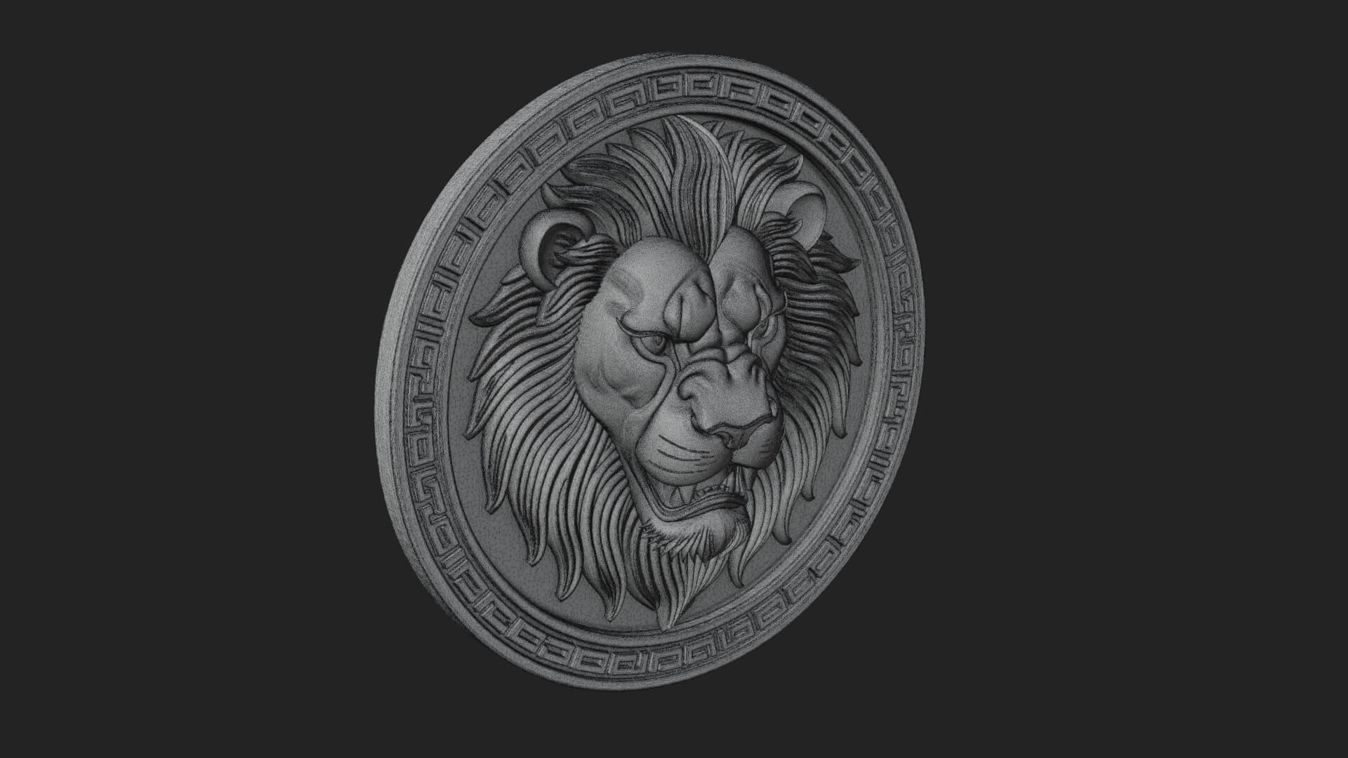 Lion Head Oval Relief Plaque Design 3 3D Print Model 3D Model