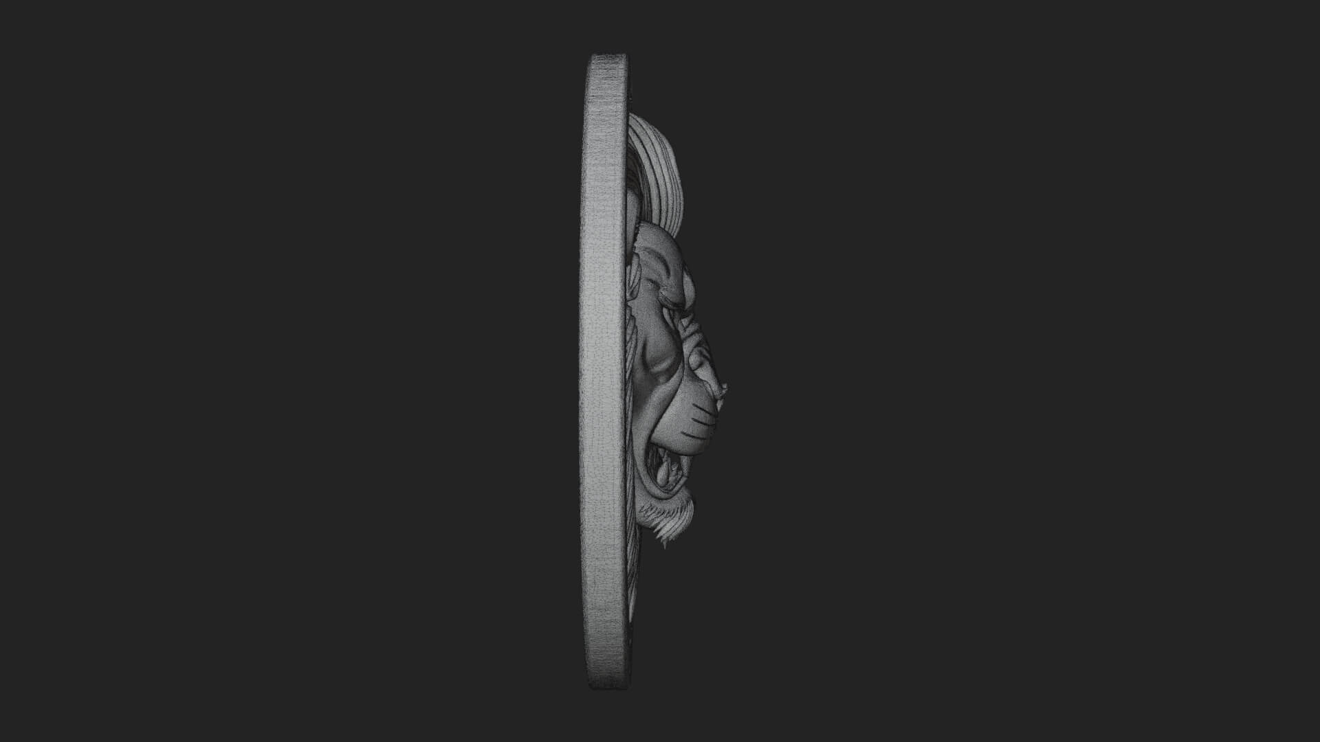Lion Head Oval Relief Plaque Design 3 3D Print Model 3D Model