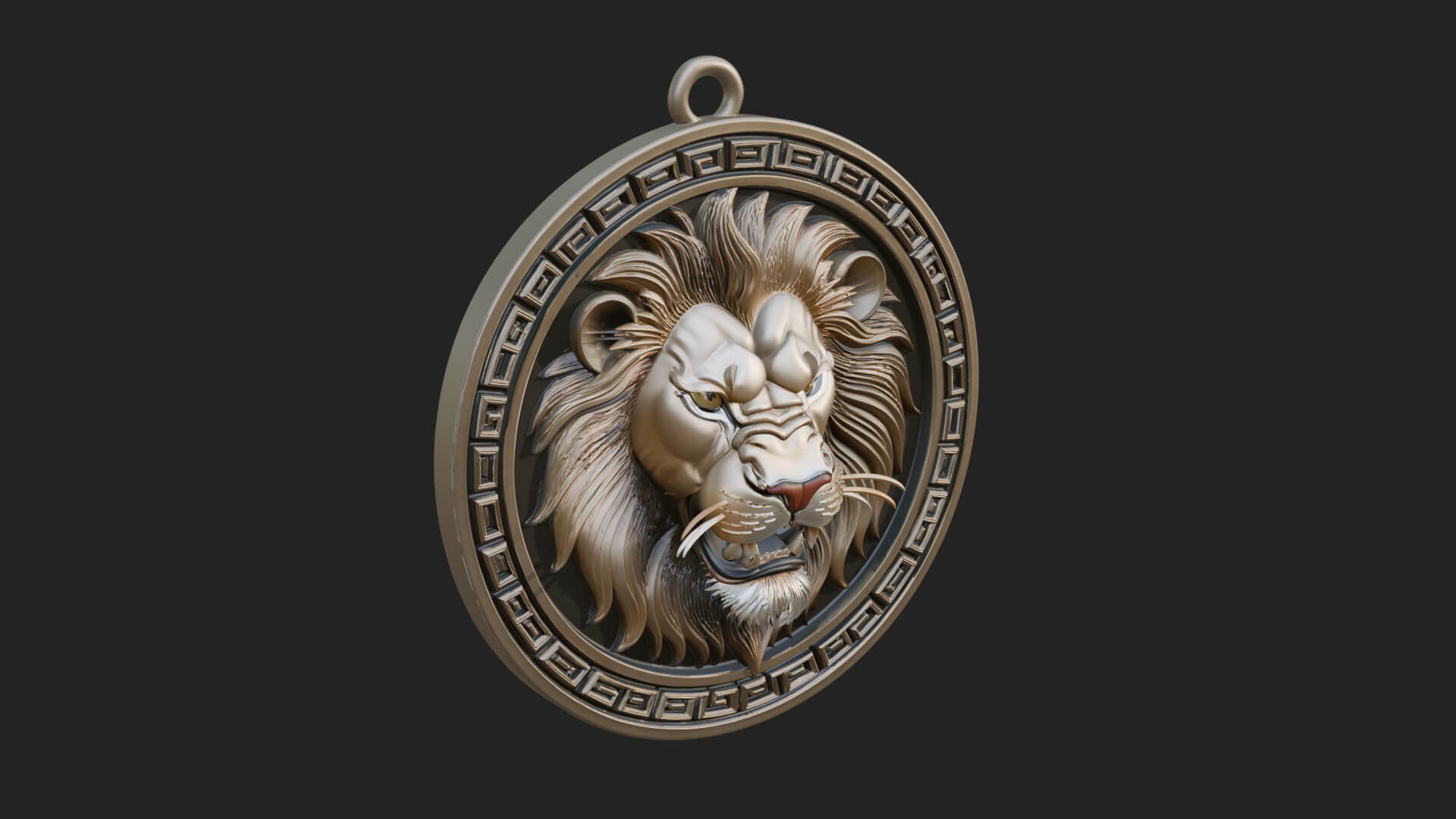 Lion Head Oval Relief Plaque Design 4 3D Print Model 3D Model