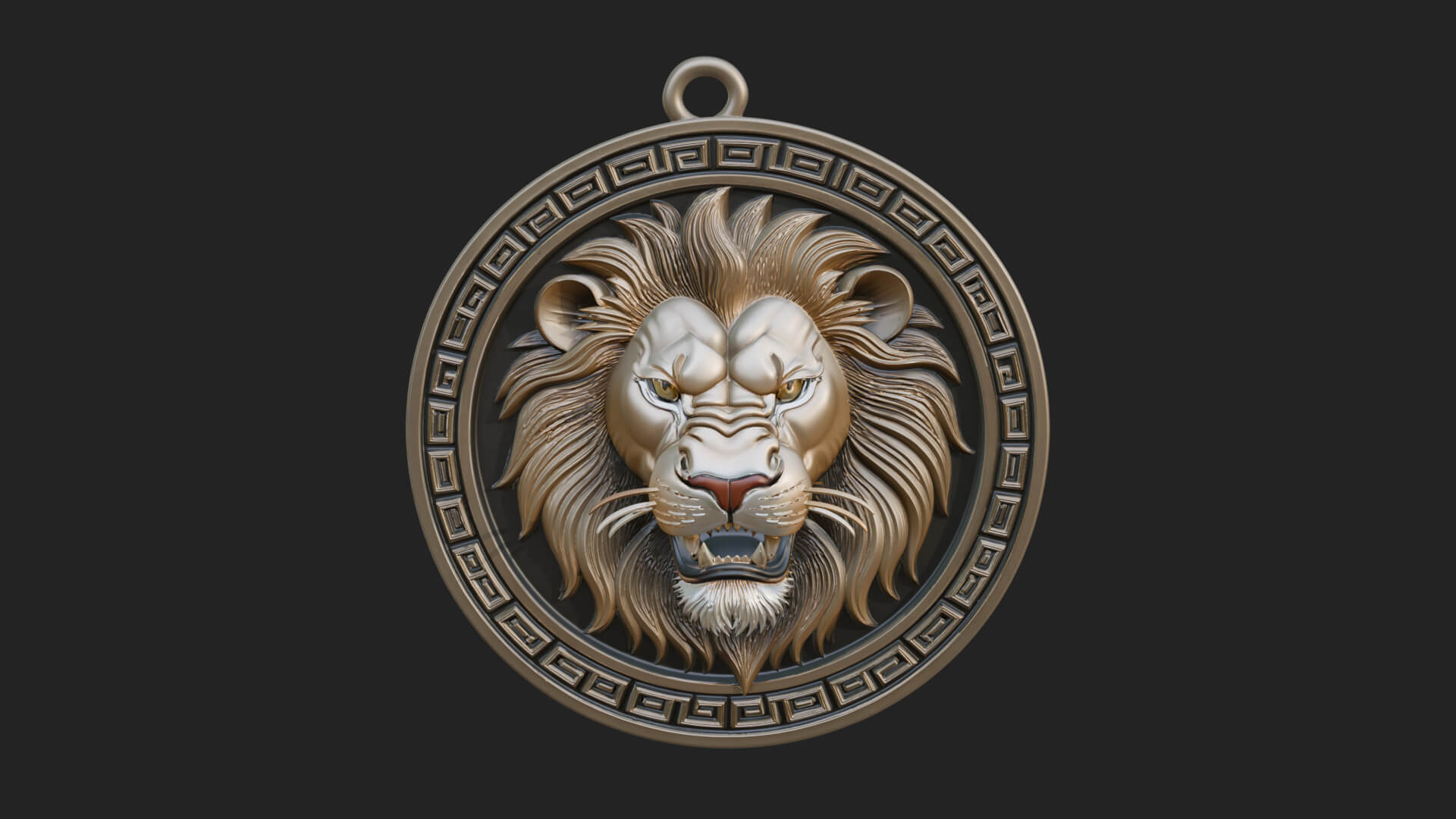 Lion Head Oval Relief Plaque Design 4 3D Print Model 3D Model