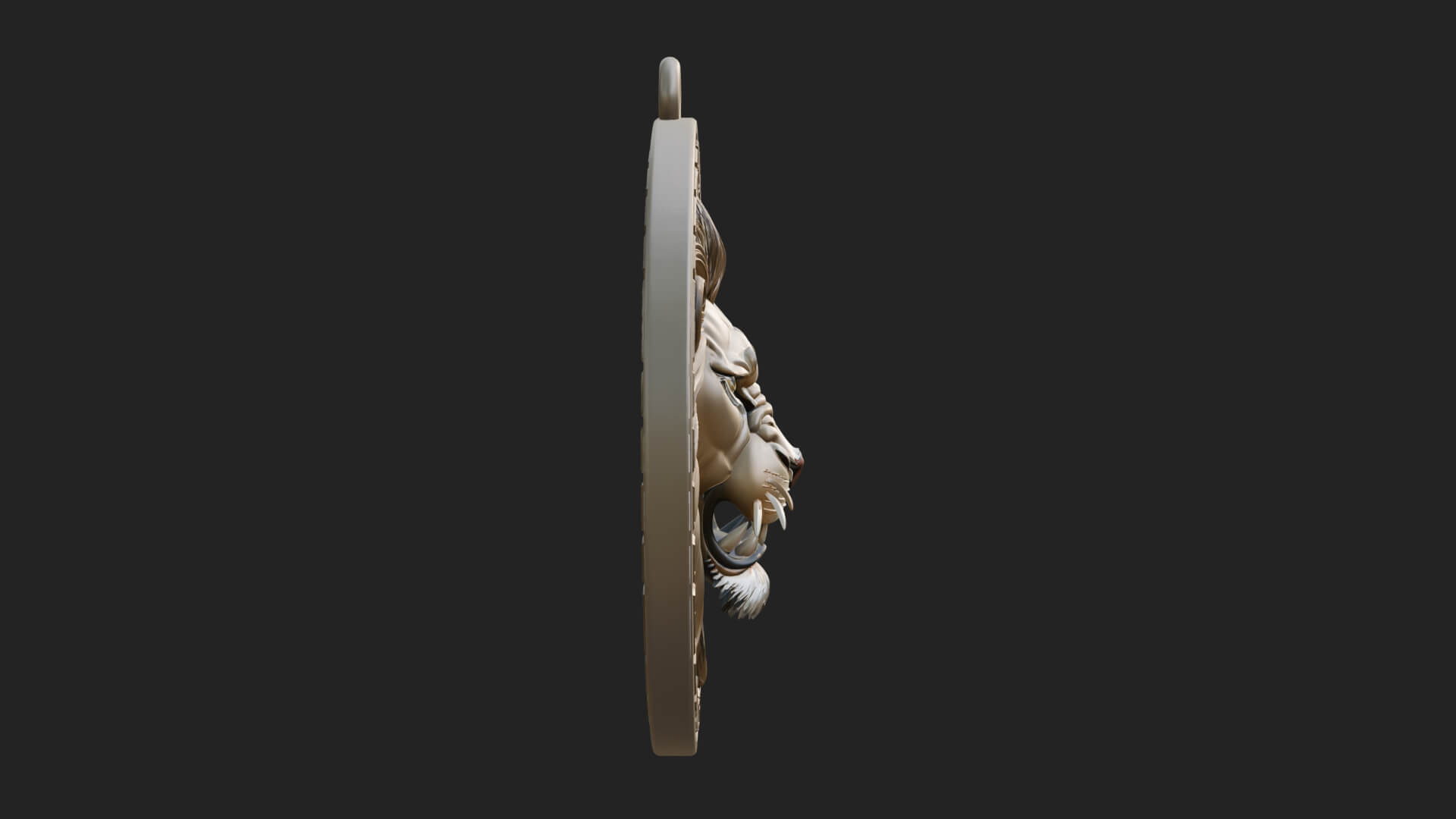 Lion Head Oval Relief Plaque Design 4 3D Print Model 3D Model