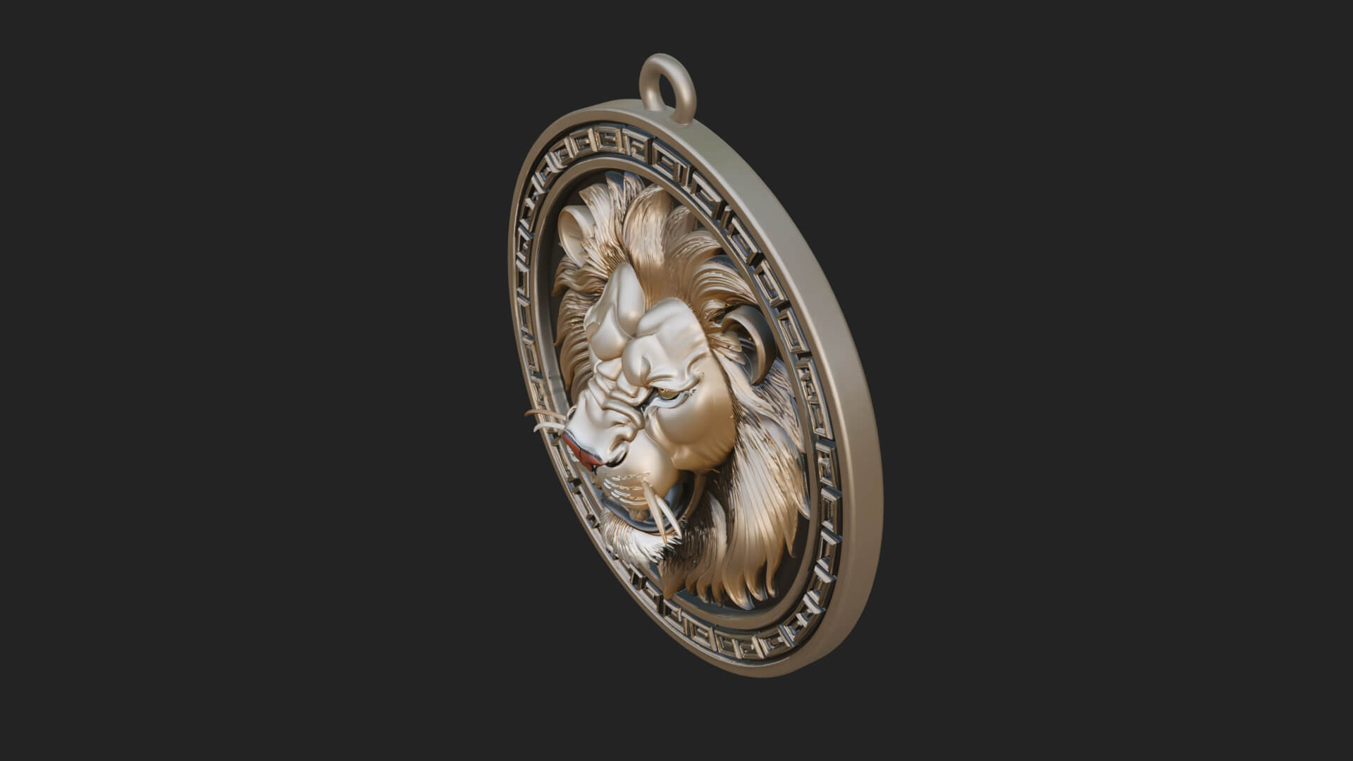 Lion Head Oval Relief Plaque Design 4 3D Print Model 3D Model