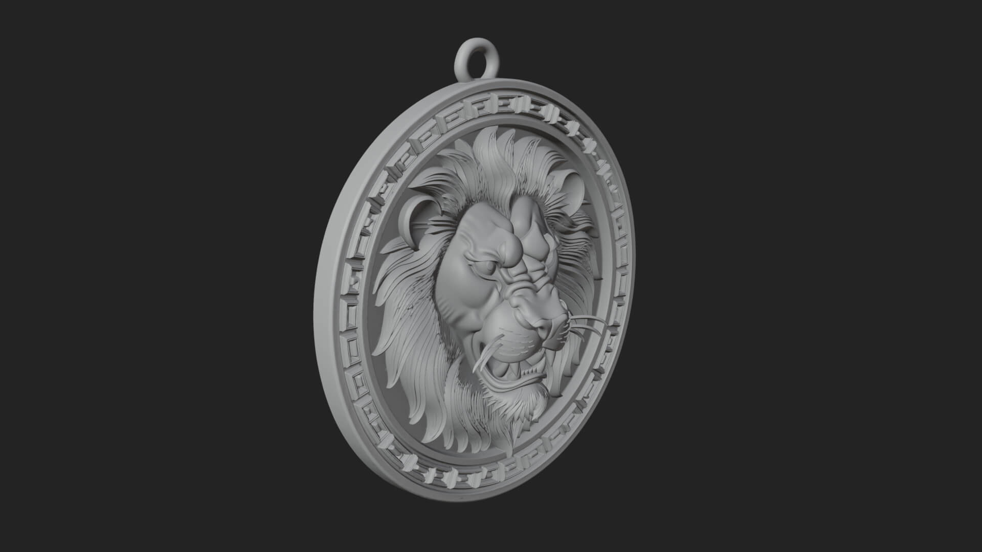 Lion Head Oval Relief Plaque Design 4 3D Print Model 3D Model