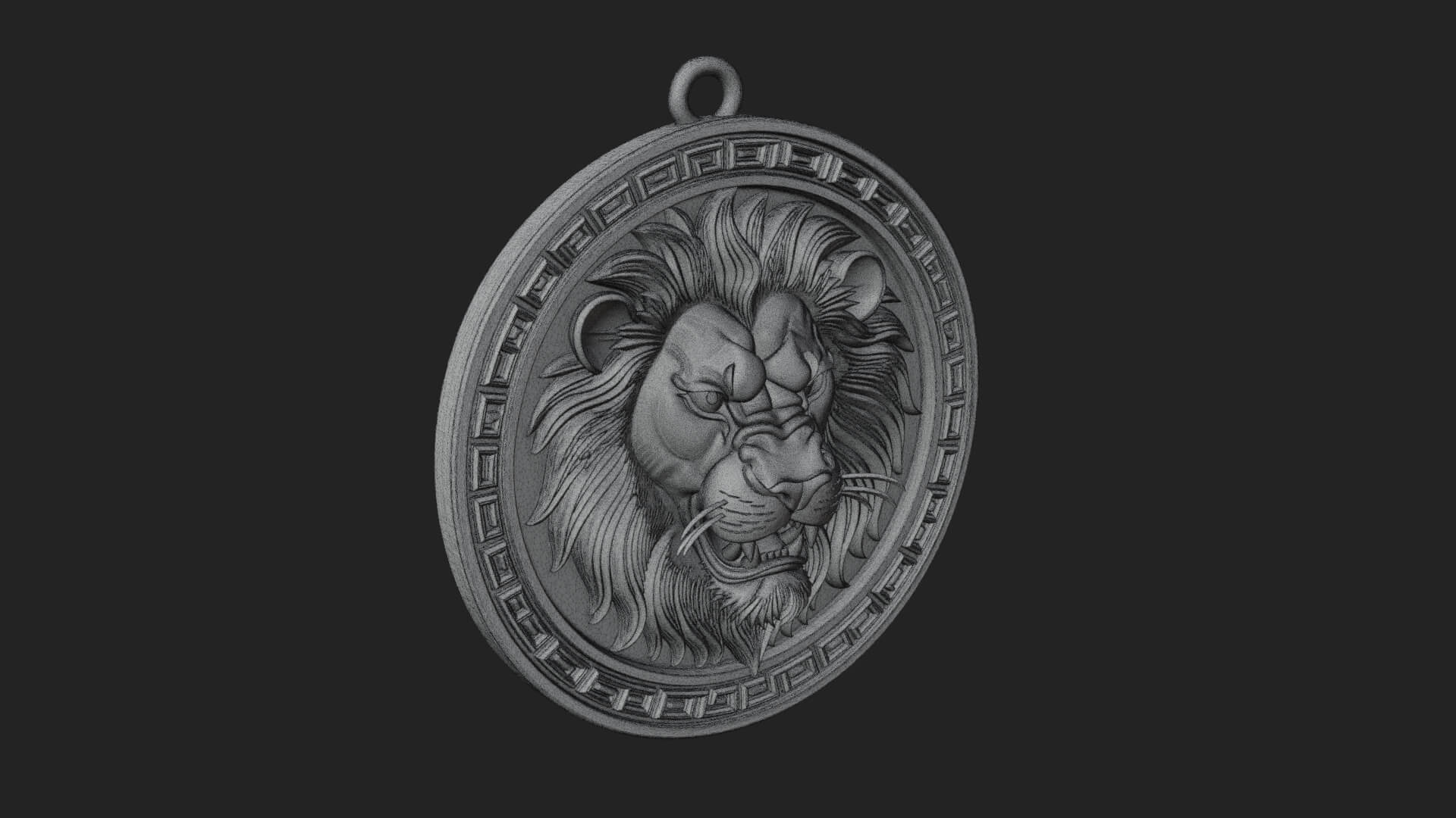 Lion Head Oval Relief Plaque Design 4 3D Print Model 3D Model