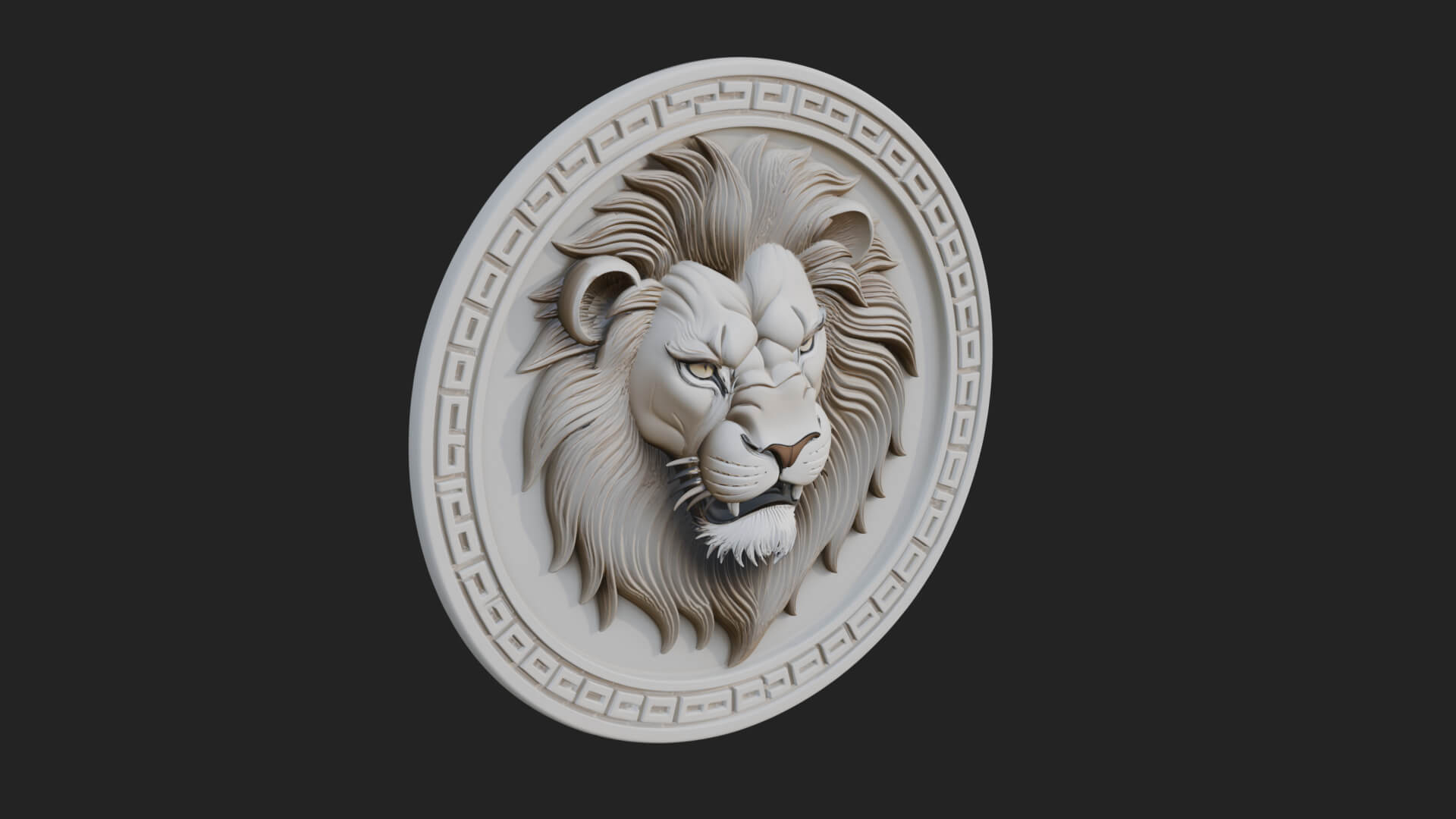 Lion Head Oval Relief Plaque Design 5 3D Print Model 3D Model