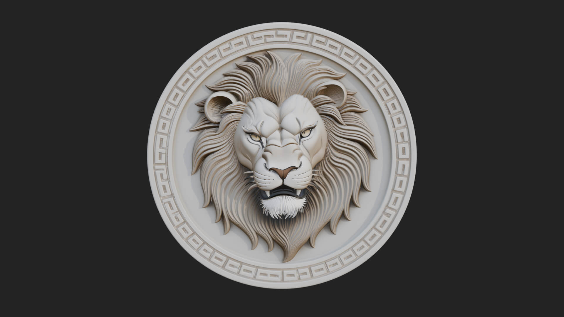 Lion Head Oval Relief Plaque Design 5 3D Print Model 3D Model