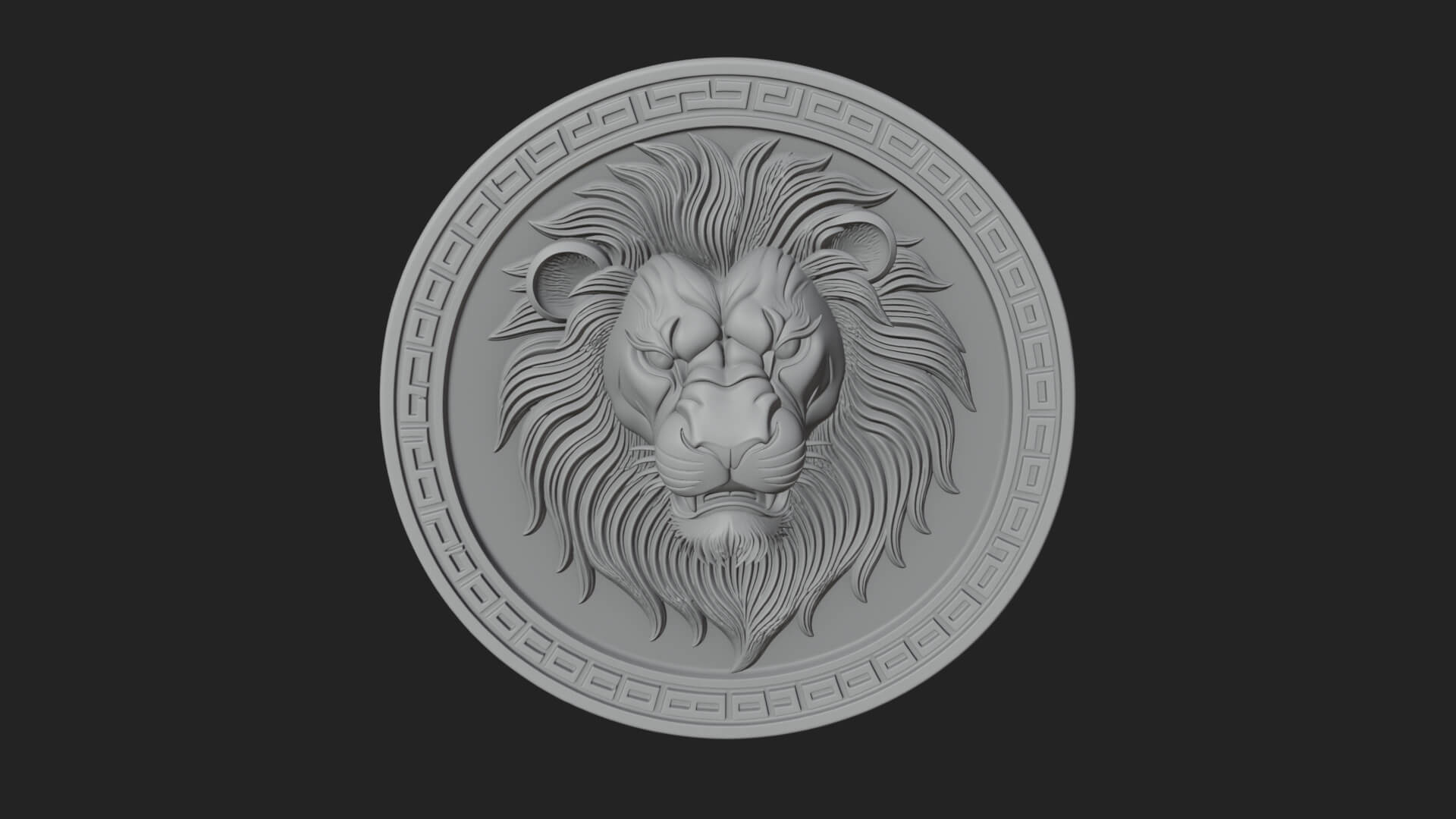 Lion Head Oval Relief Plaque Design 5 3D Print Model 3D Model