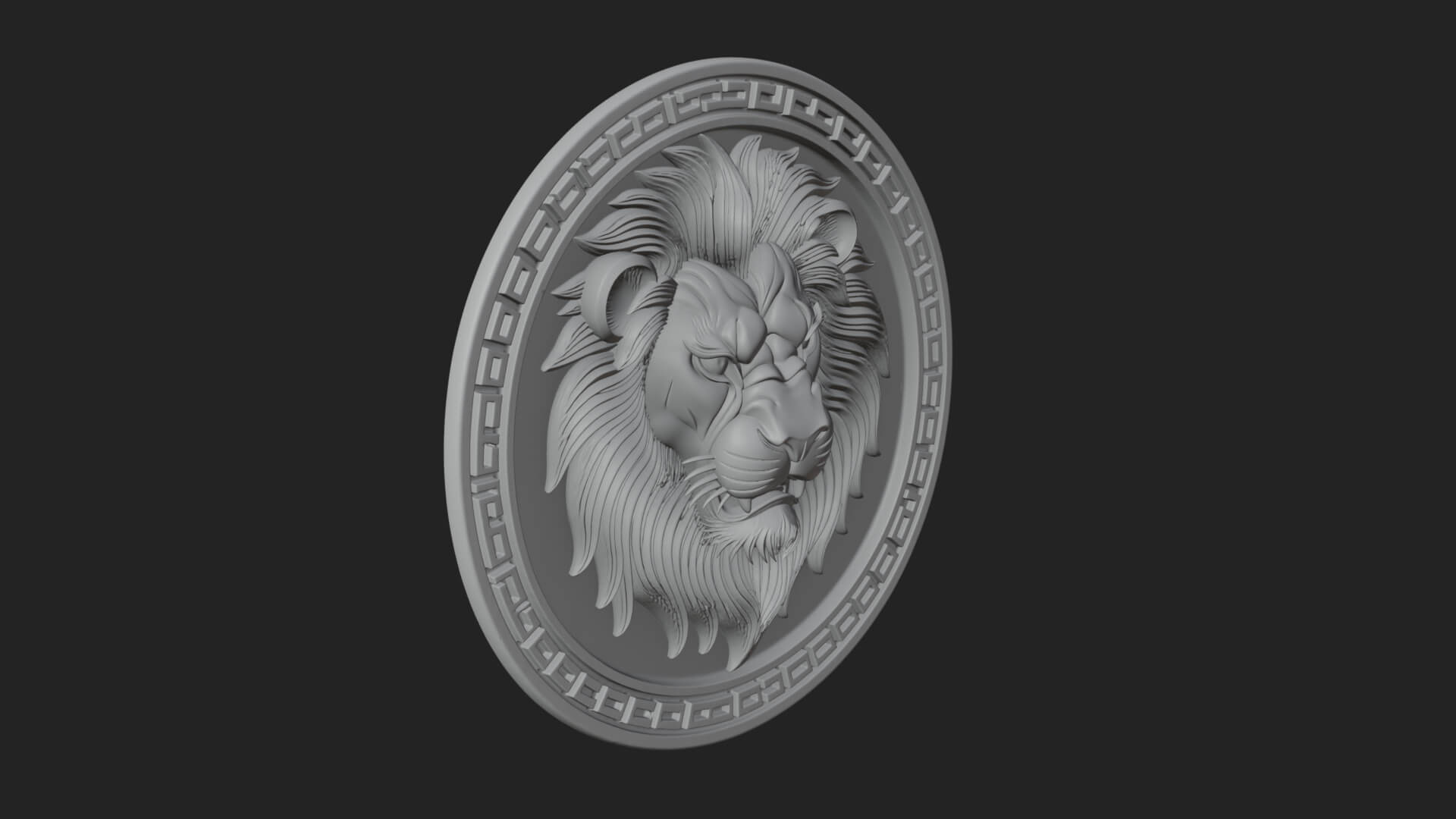 Lion Head Oval Relief Plaque Design 5 3D Print Model 3D Model