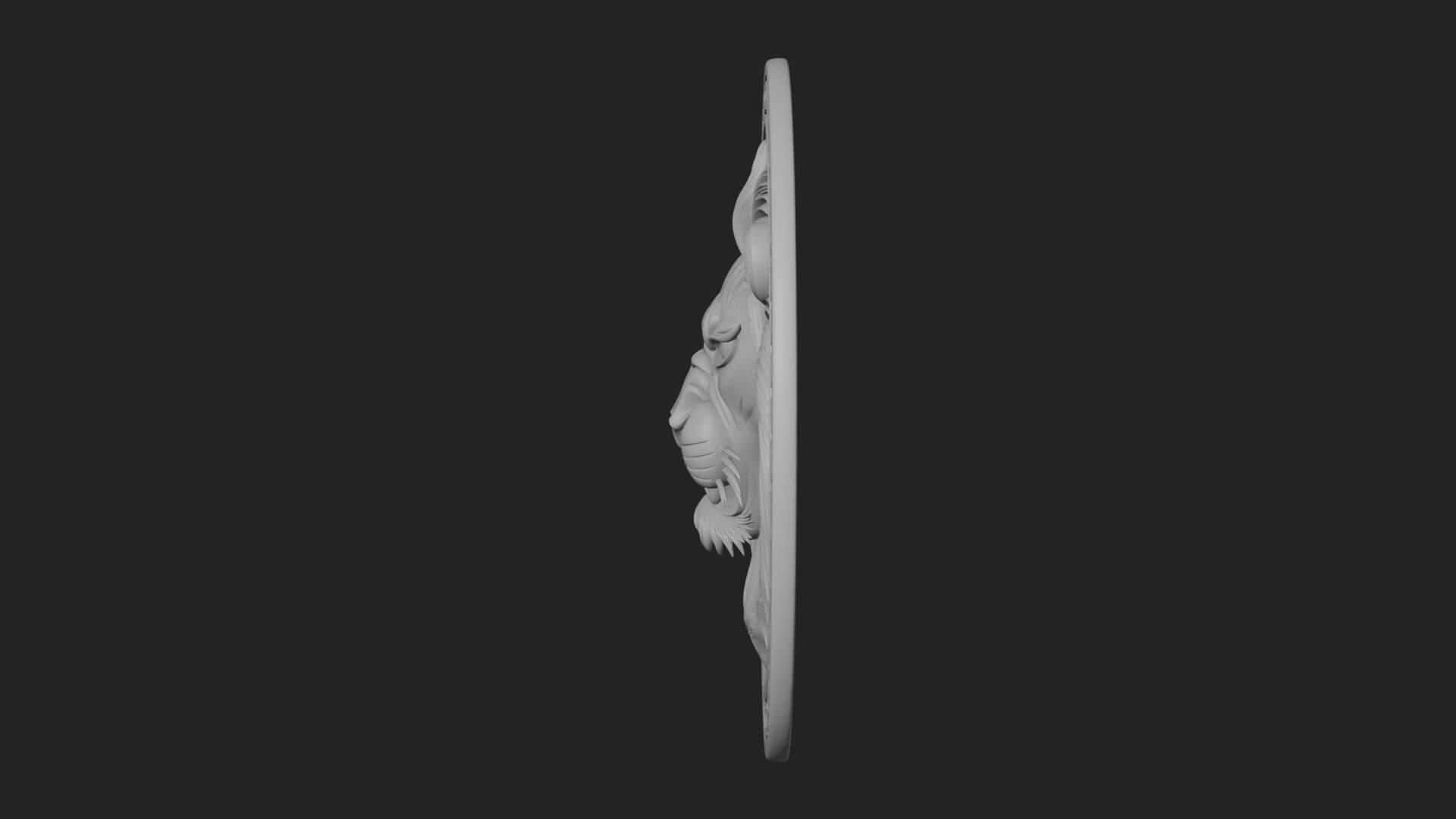 Lion Head Oval Relief Plaque Design 5 3D Print Model 3D Model