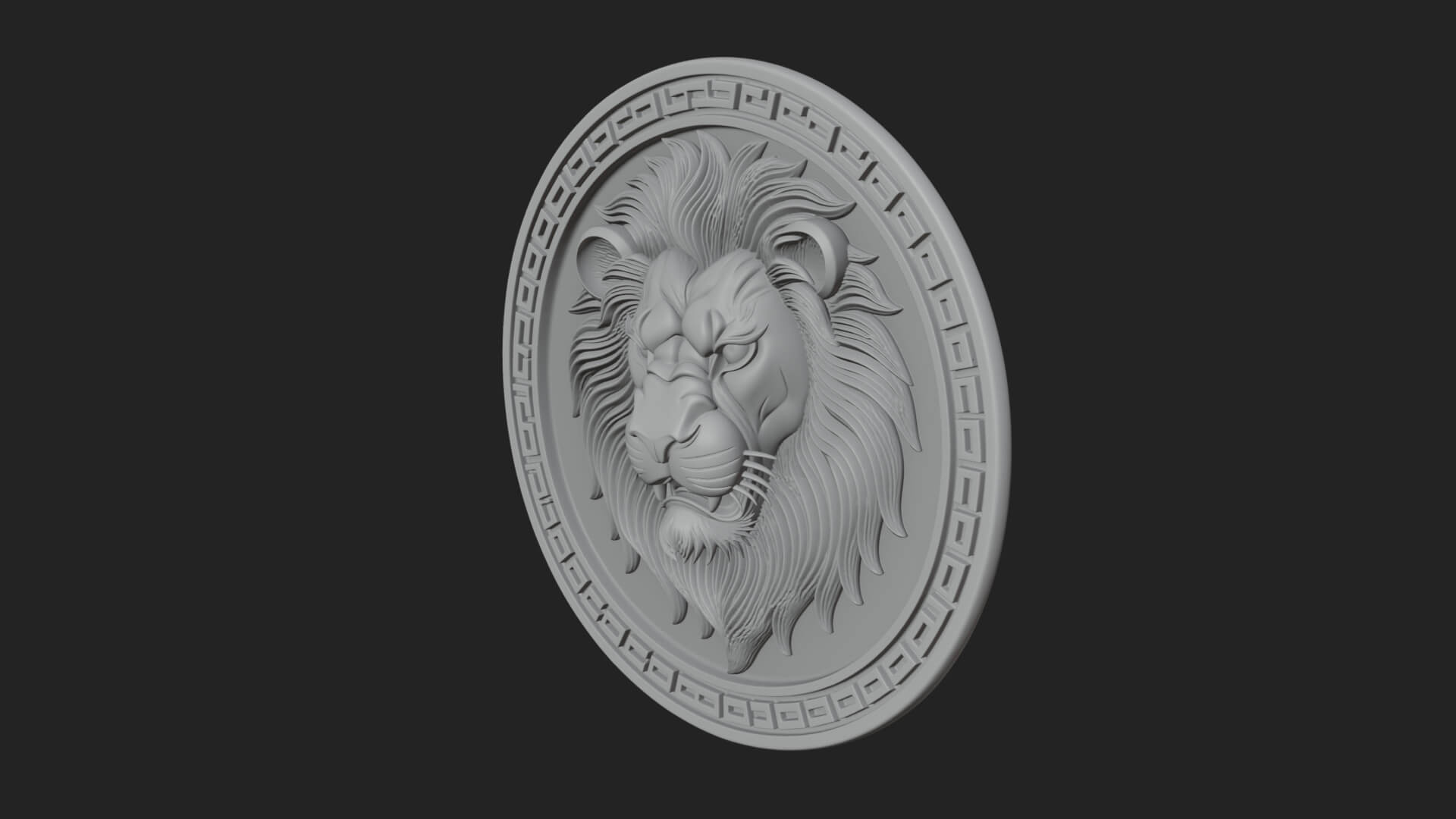 Lion Head Oval Relief Plaque Design 5 3D Print Model 3D Model