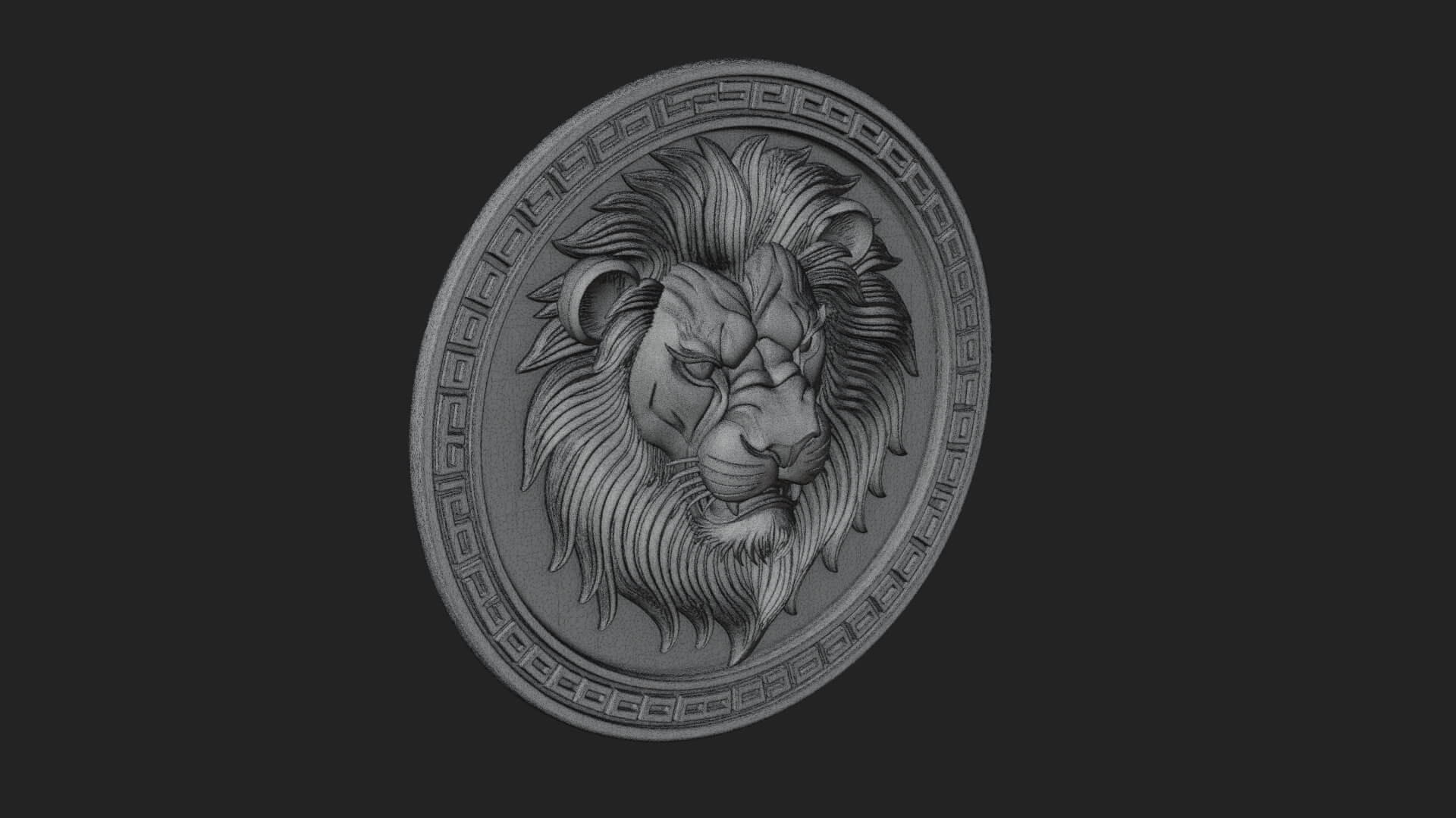 Lion Head Oval Relief Plaque Design 5 3D Print Model 3D Model