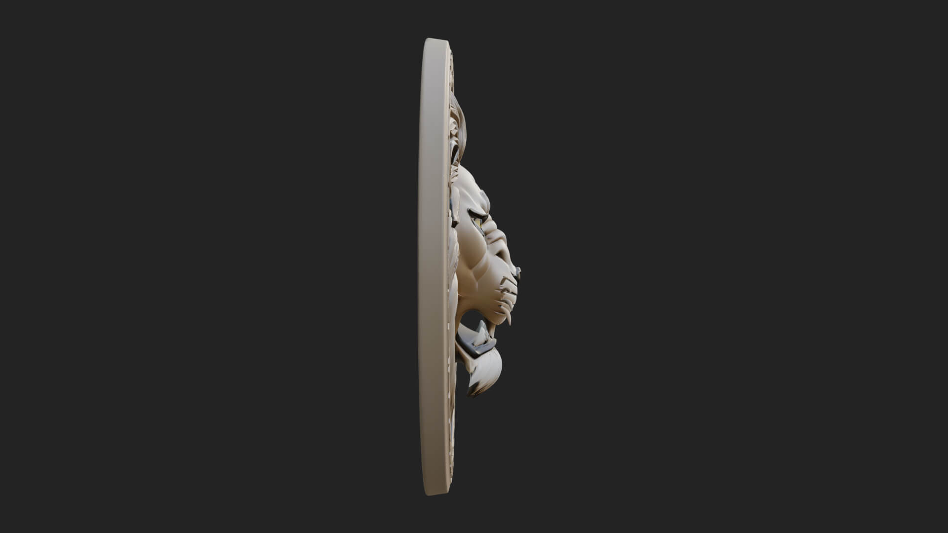 Lion Head Oval Relief Plaque Design 6 3D Print Model 3D Model
