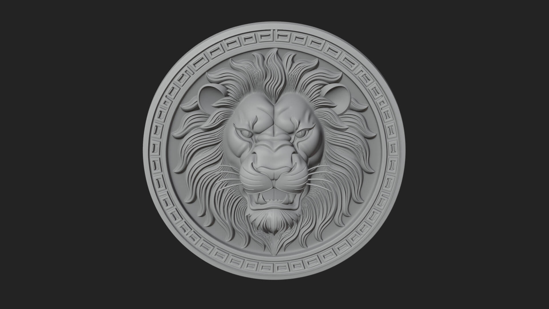 Lion Head Oval Relief Plaque Design 6 3D Print Model 3D Model